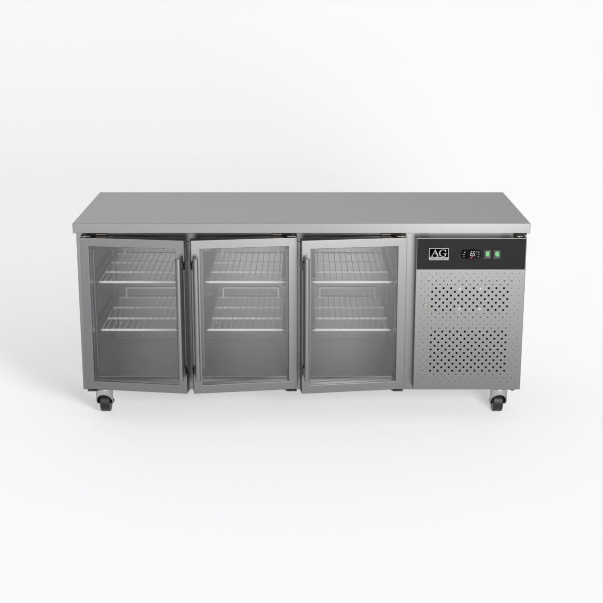 Commercial Glass Door Refrigerator - 3 Door Under Counter Display Fridge with 700mm Depth for Restaurants, Cafes & Retail Stores
