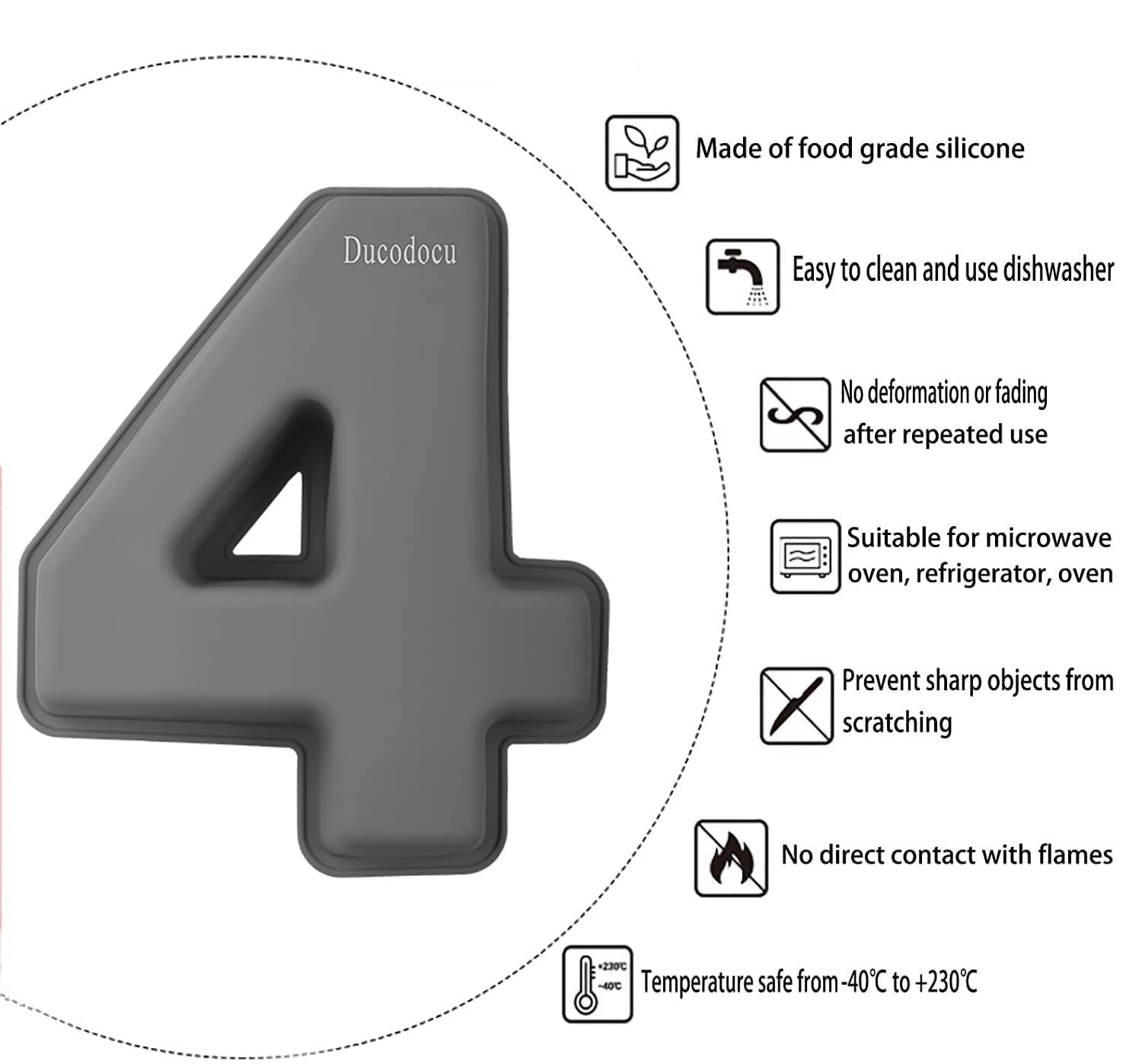 Ducodocu 10 Inch 3D Silicone Cake Pan Set of 4 - Large Number Cake Molds for DIY Baking, Birthday, Wedding & Anniversary Cakes | Non-Stick, Reusable Baking Tins for Professional & Home Bakers