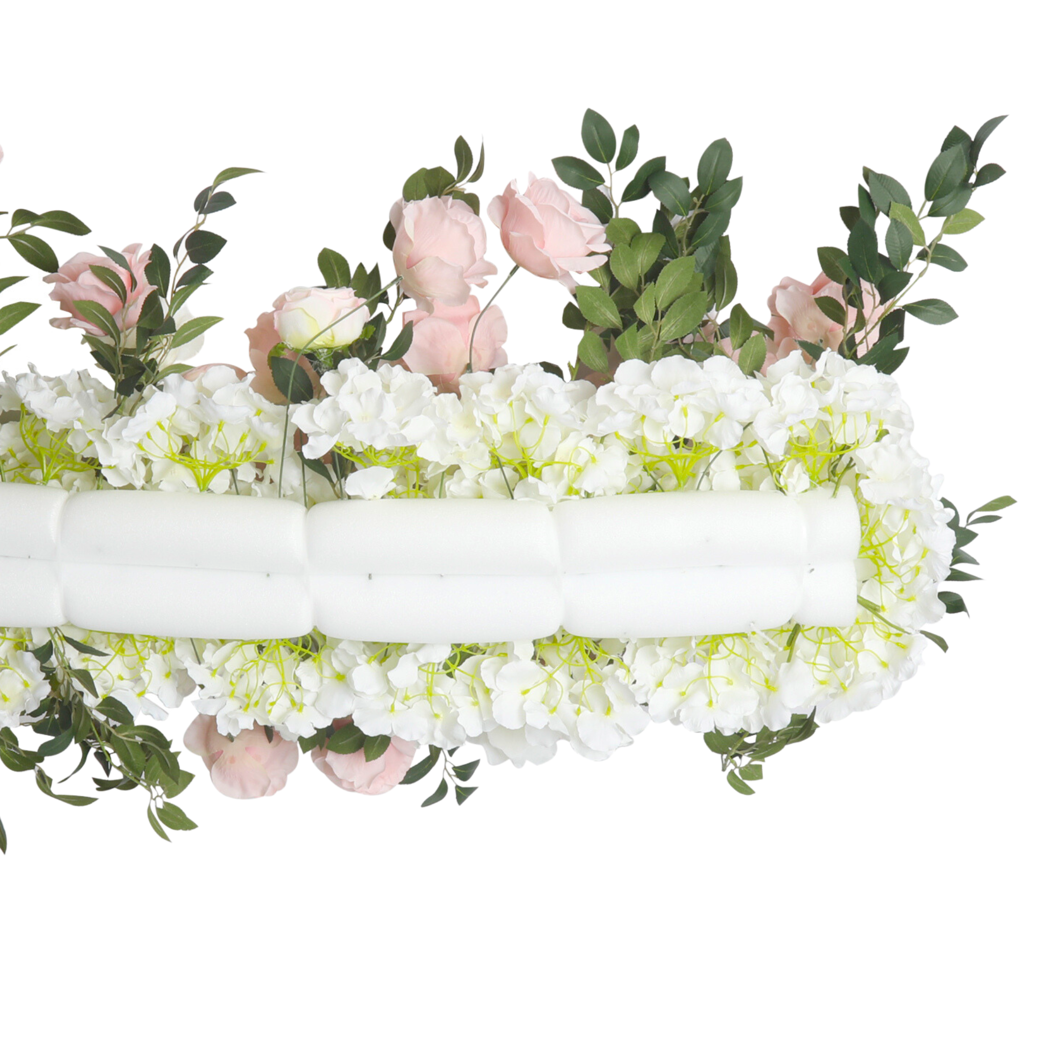 2 Pack Premade Flower Backdrop Arch & Table Runner Decor - Light Pink & White for Wedding, Baby Shower, Party & Home Decoration