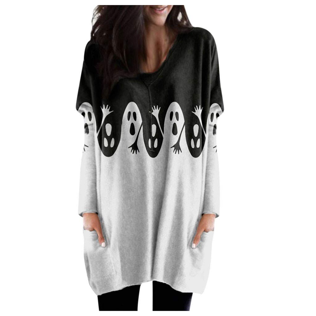 Women's Winter Long Sleeve Stretch Blouse with Round Neck & Pocket - Cozy Animal Print Tunic Top for Work & Casual Wear - Perfect for Office, Date Night & Holiday Outfits