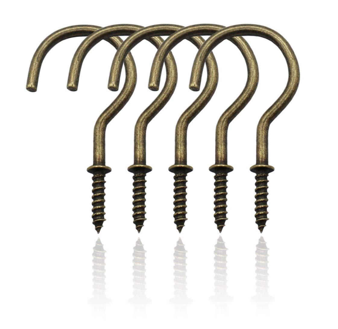 IDEALSV 2 Inch Cup Hooks 20 Pack - Antique Bronze Screw Hooks for Ceiling, Mugs, Christmas Lights, Curtains, Kitchen & Plant Hangers - Heavy Duty Indoor/Outdoor Utility Hooks for Home Organization & Decoration