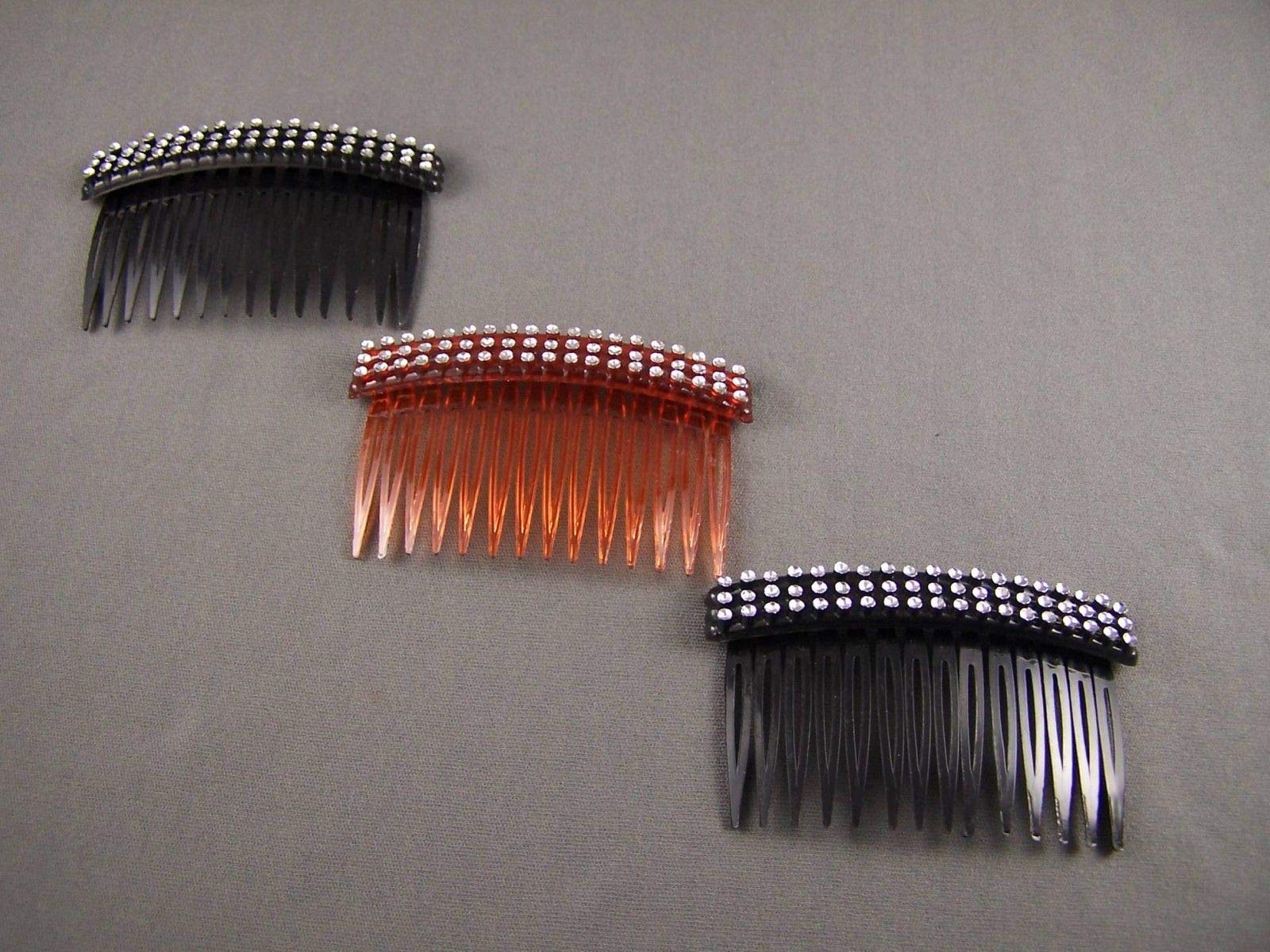 Black & Brown Hair Comb Set - 3 Plastic French Twist Hair Clips with Side Clip for Women | Perfect for Updos, Ponytails & Styling