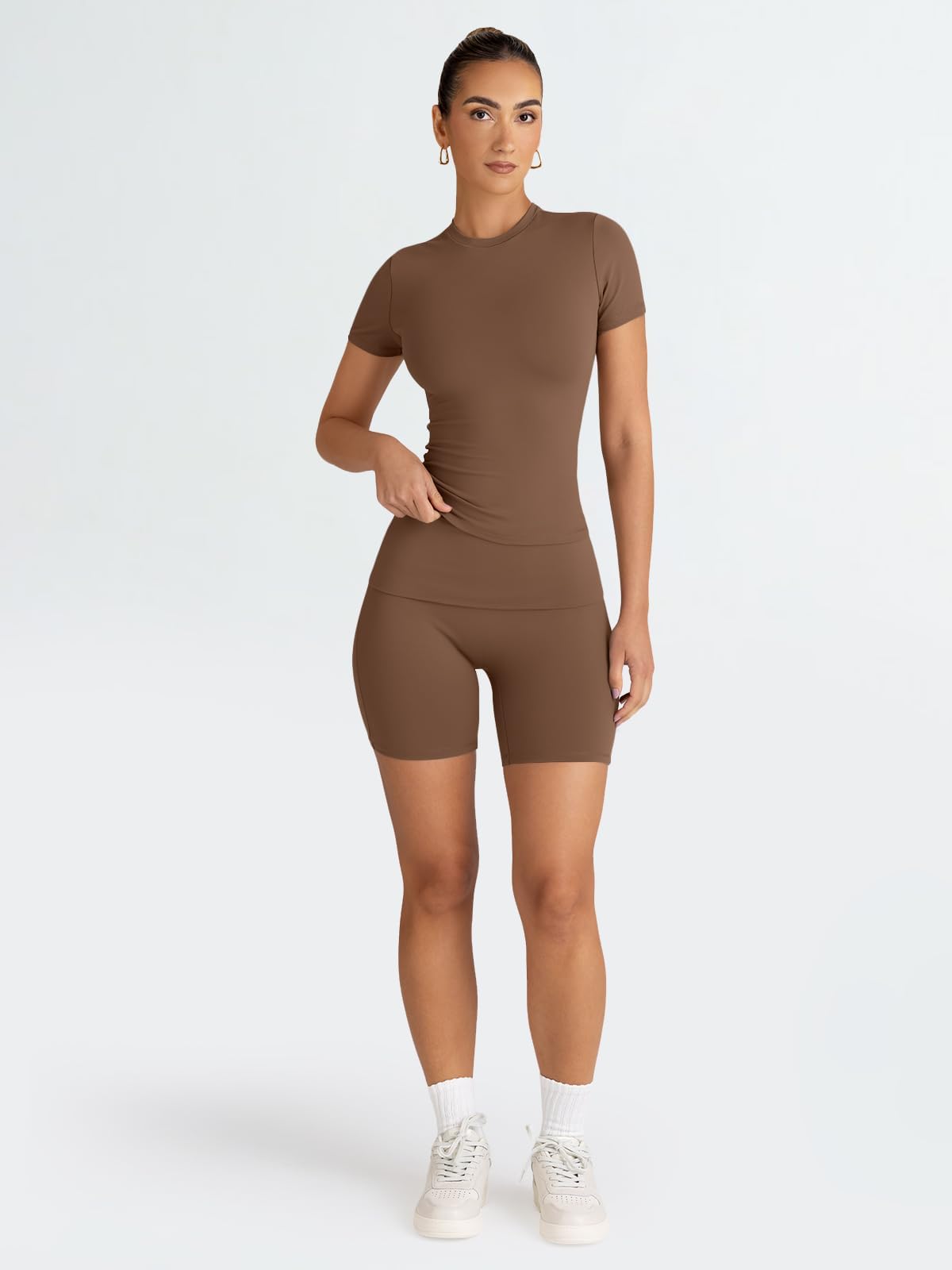 Trendy Queen Women's 2-Piece Workout Set - Matching Shorts & Top Lounge Set | Summer Gym Clothes & Casual Outfits for Women | Perfect for Yoga, Running, and Streetwear Fashion