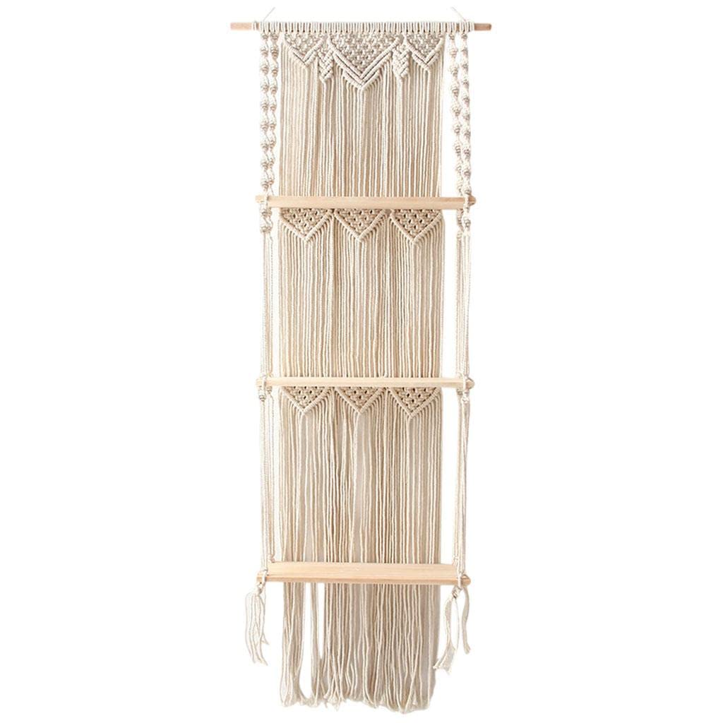 Bohemian Handwoven Tapestry Wall Hanging Shelf - Handcrafted Macrame Decor for Bedroom, Living Room & Nursery - Boho Chic Home Decor for Wall Display and Storage