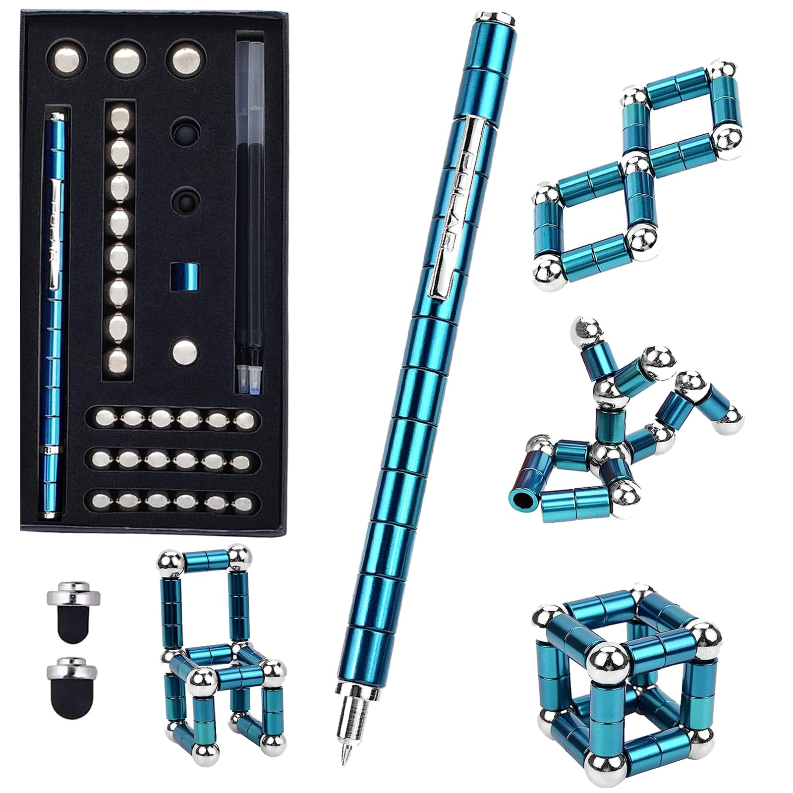 Magnetic Fidget Pen - Stress Relief & Focus Toy for Kids & Adults - Fun Decompression Gift for Office, School & Home Use (Big Blue)