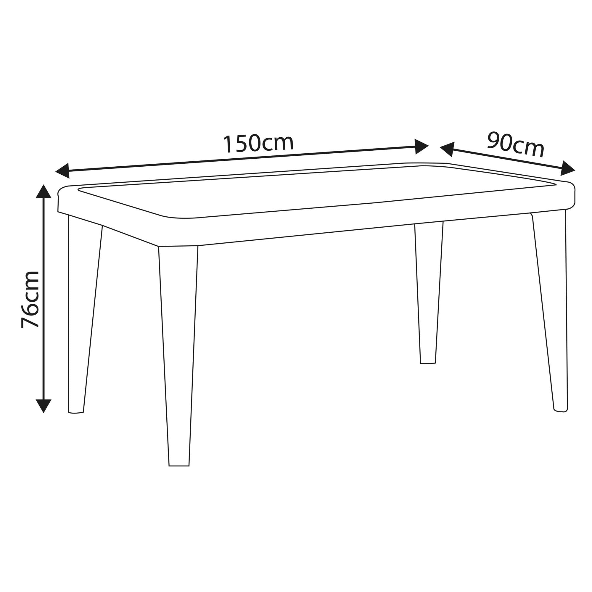 Weather-Resistant Outdoor Dining Table - 90x150cm White PP/Fiberglass Patio Furniture for Garden, Backyard & Poolside Dining - DG210