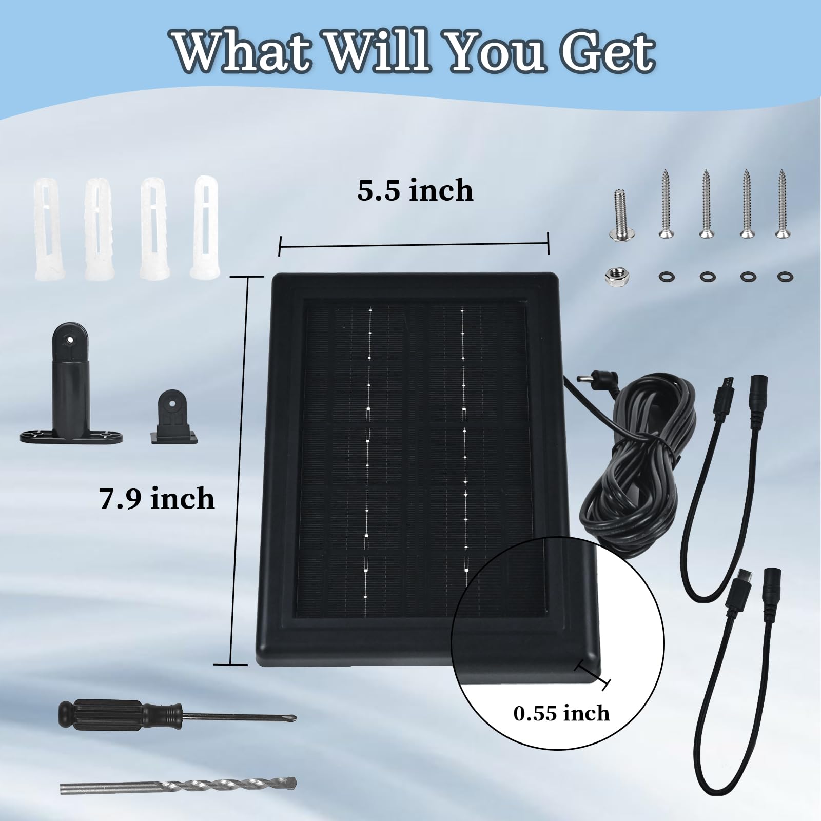 5V Solar Panel Charger for Ring Cameras - Compatible with Ring Spotlight Cam, Stick Up Cam & Outdoor Wireless Security Cameras/Doorbells - 16.4ft Cable (Black, 1 Pack) - Perfect for Home Security, Outdoor Monitoring & Continuous Power Supply