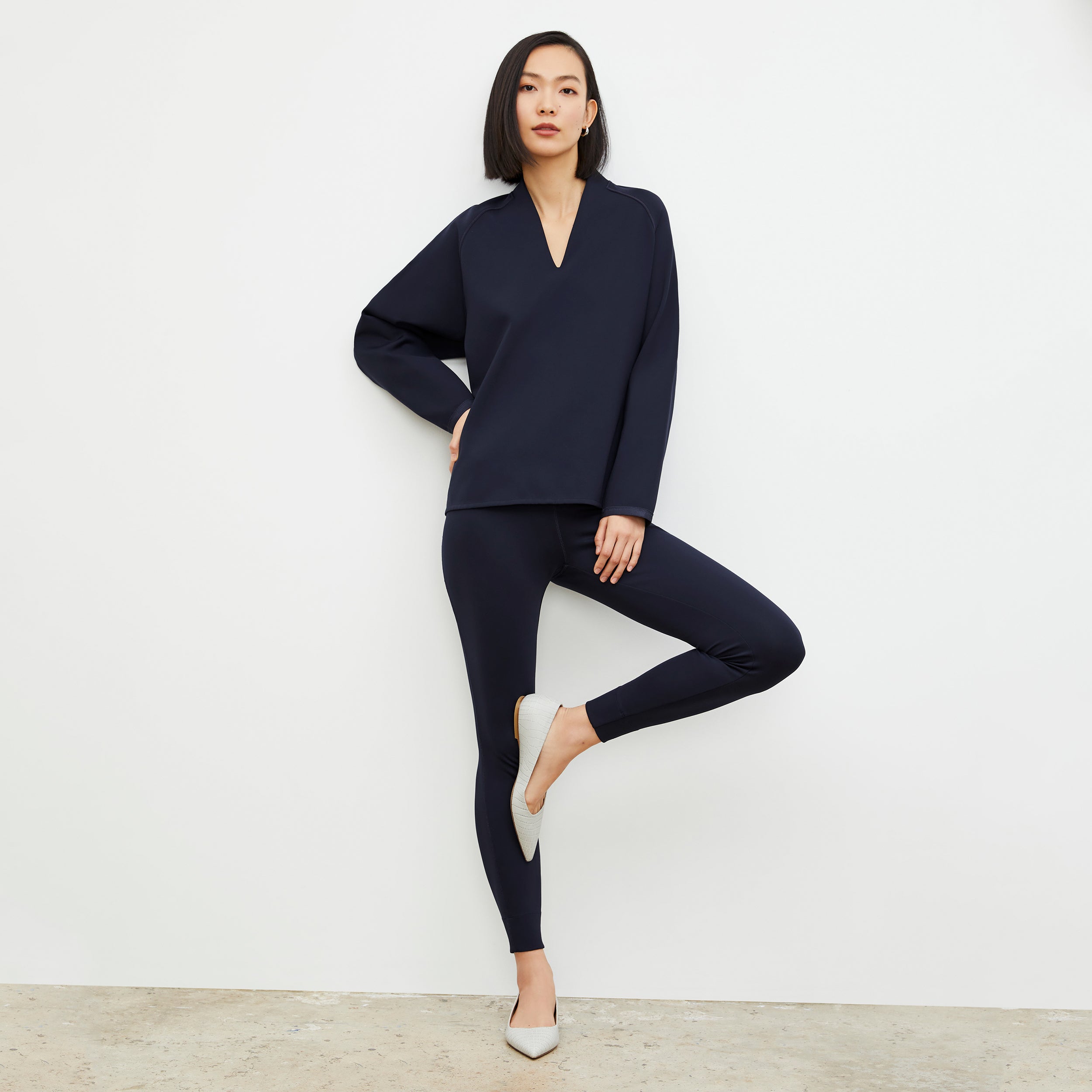 Harrington Legging Light Scuba High Waist Yoga Pants for Women - Space Blue | Comfortable Workout Leggings for Running, Gym & Lounge Wear