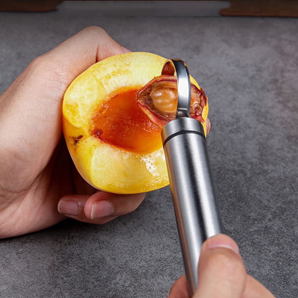 2PCS Yellow Peach Corer - Stainless Steel Fruit Core Remover Tool for Peaches, Apricots & Plums - Durable Kitchen Gadget for Easy Pitting - Perfect for Home Cooking, Baking & Restaurant Use