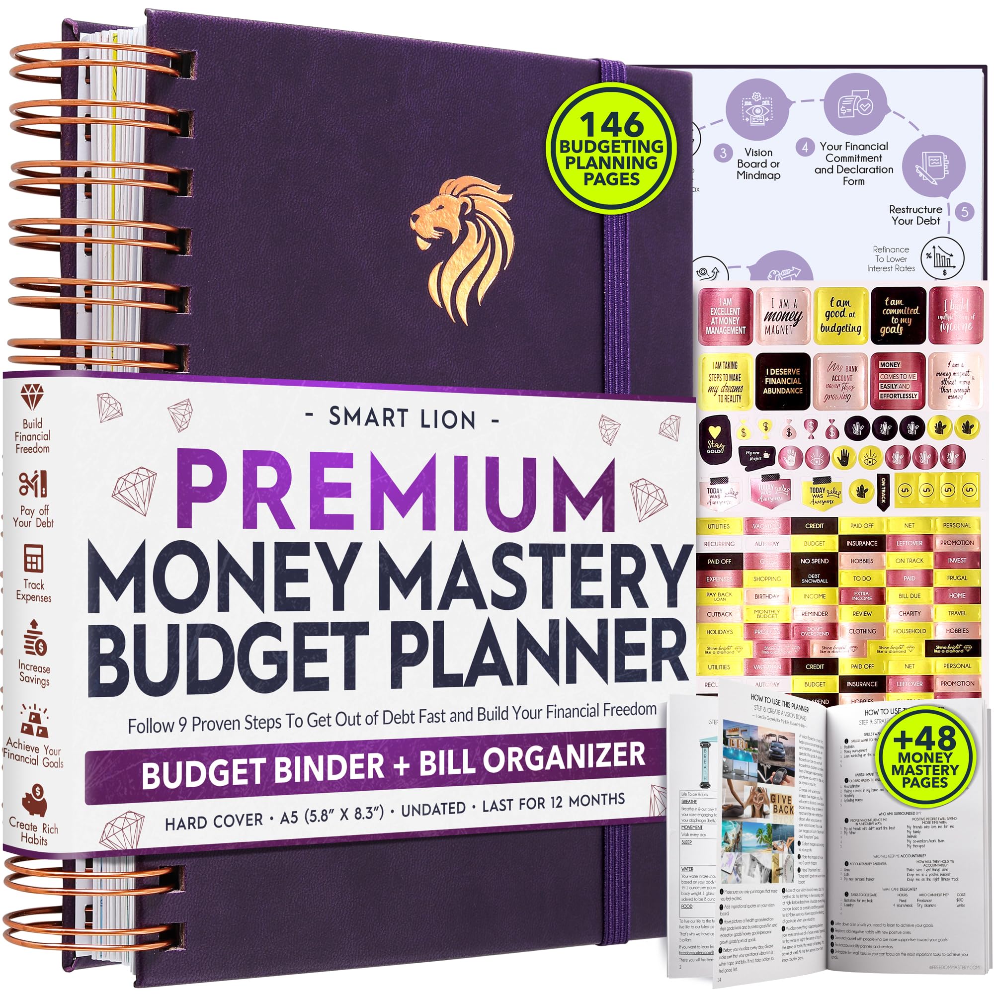 2025 Spiral Budget Planner & Monthly Bill Organizer with Pockets - Finance Journal, Debt Tracker for Bill Payments & Savings | 12-Month Financial Freedom Planner for Personal Finance, Money Management & Goal Setting | Perfect for Home, Office & Travel Use