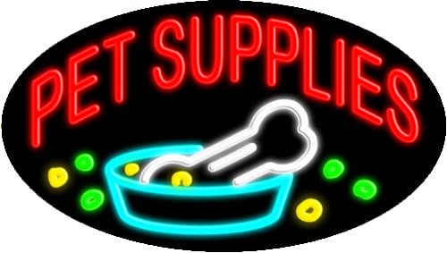 Custom Pet Supplies Glass Neon Sign #14390 - Handmade in USA | Perfect for Pet Stores, Grooming Salons & Home Decor