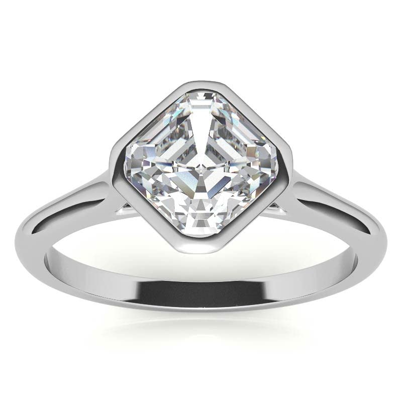 3 CT Asscher Cut Colorless Moissanite Engagement Ring for Women - Sterling Silver/Solid Gold Wedding Bridal Set with Diamond Solitaire Bezel Setting | Perfect for Proposals, Anniversaries & Special Occasions