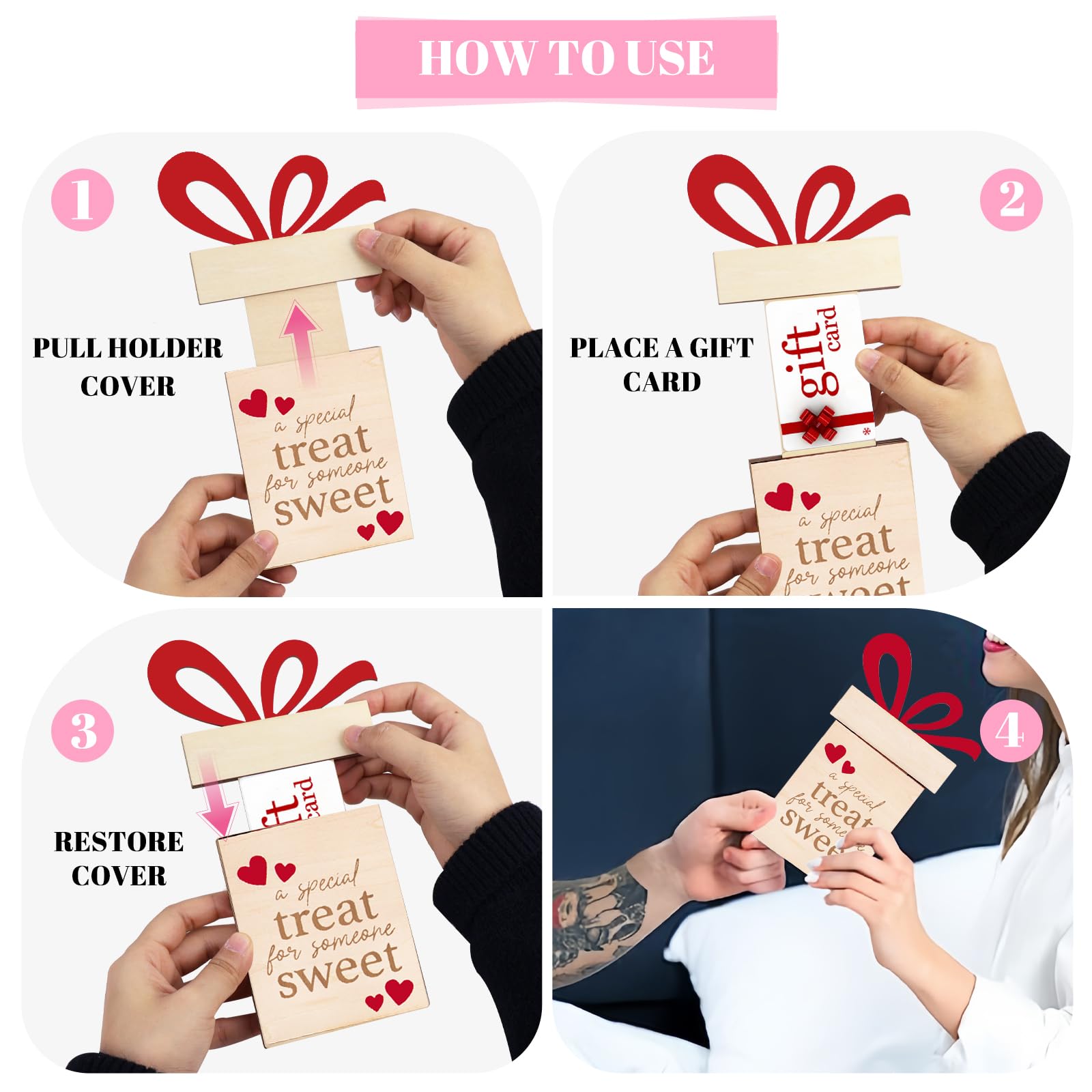 Personalized Wooden Gift Card Holder - Pull Out Design for Wedding, Birthday, Valentine's Day & Business Cards | Cute Decorative Surprise Gift Box for Special Occasions | Perfect for Anniversaries, Graduations & Holiday Gifting