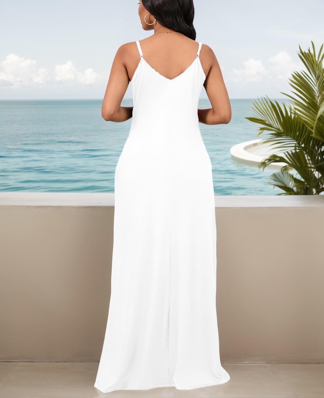 2025 Plus Size Maxi Dress for Women - Floral Sleeveless Summer Casual Long Sundress with Pockets | Sexy Vacation Dress for Beach, Party & Date Nights