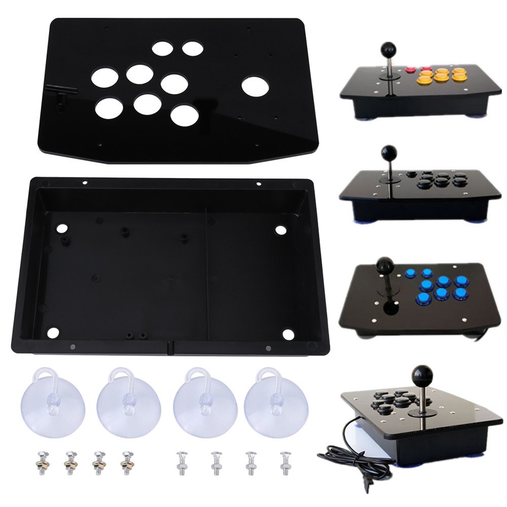 FTVOGUE Black Acrylic Panel and Case DIY Replacement Kit for Arcade Games - Includes Screws and Suction Cups - Perfect for Arcade Machine Repair, Custom Builds, and Gaming Room Decor