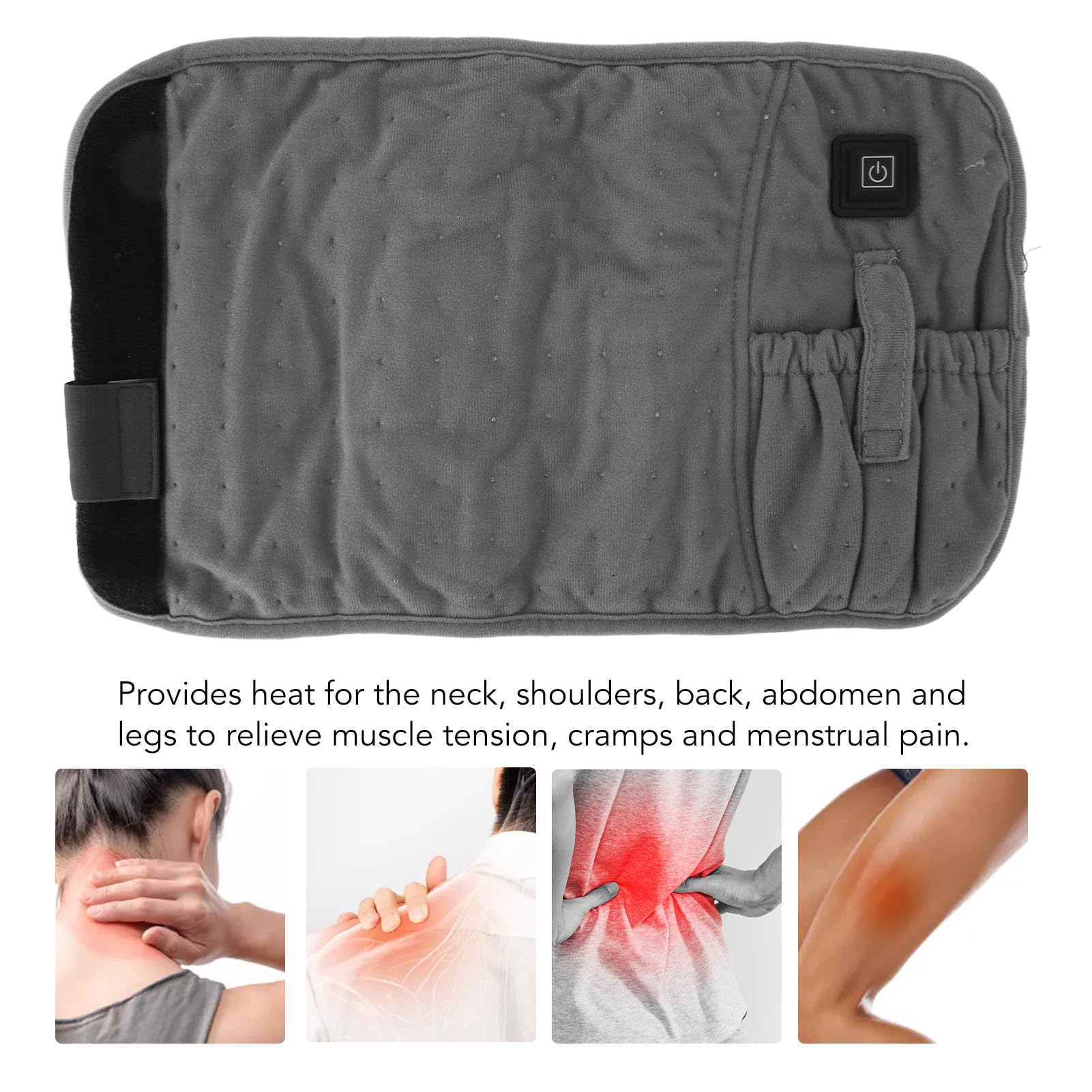Electric Heating Pad for Back Pain Relief - USB Powered Portable Heated Wrap with Adjustable Straps - Ideal for Herniated Disc, Menstrual Cramps & Muscle Relaxation - Perfect for Home, Office & Travel Use