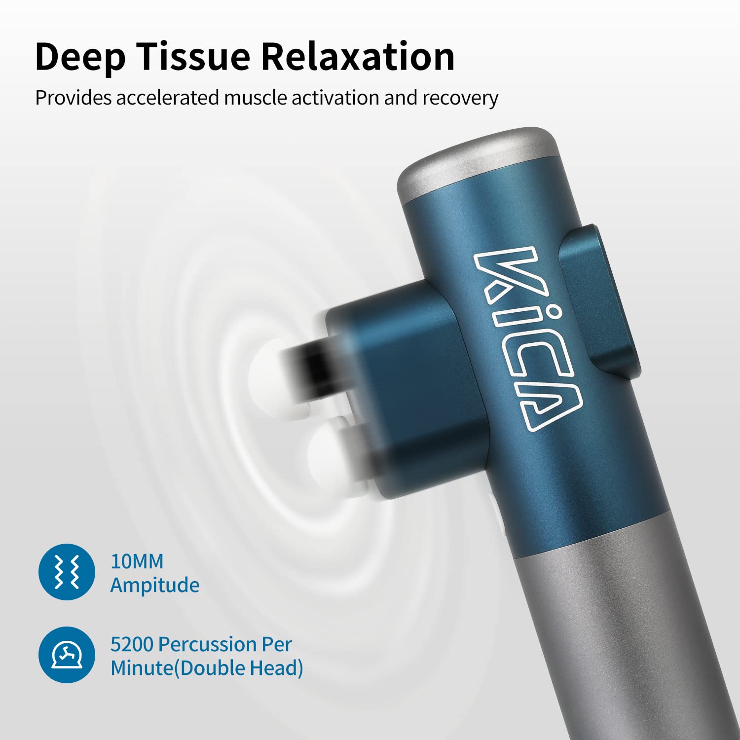 Kica Pro Double-Head Mini Massage Gun with LED Display Touchscreen - Handheld Deep Tissue Percussion Muscle Massager for Therapy & Relaxation - 6 Interchangeable Heads & 10 Speed Levels - Powerful Brushless Motor - Perfect for Athletes, Gym Recovery & Home Pain Relief