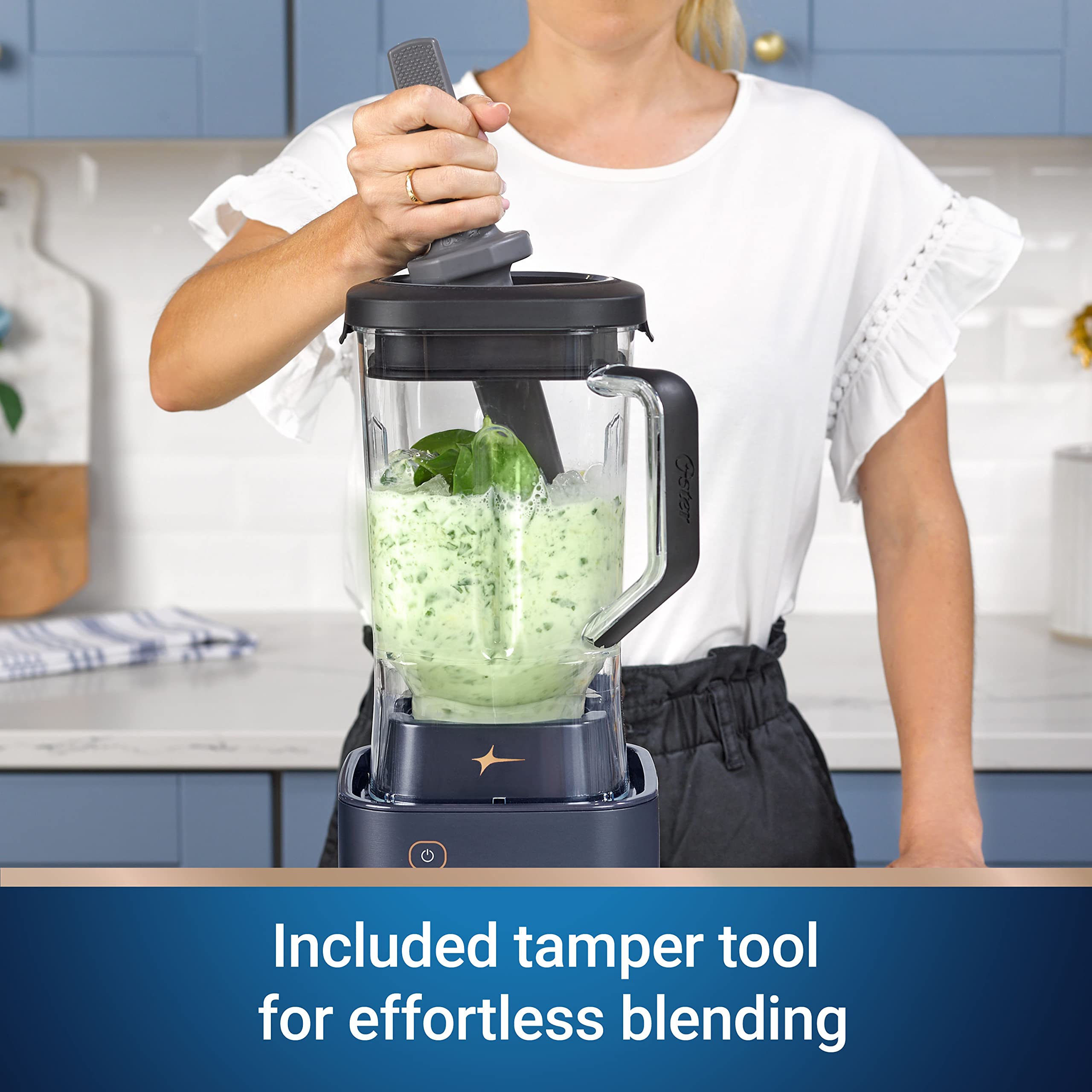 Oster Pro Series Blender - 1200W High Performance Countertop Blender with 9-Cup BPA-Free Tritan Jar, Tamper Tool & 6 Preset Programs for Smoothies, Ice Crushing & Food Prep (Dark Blue) - Perfect for Kitchens, Restaurants & Healthy Lifestyles