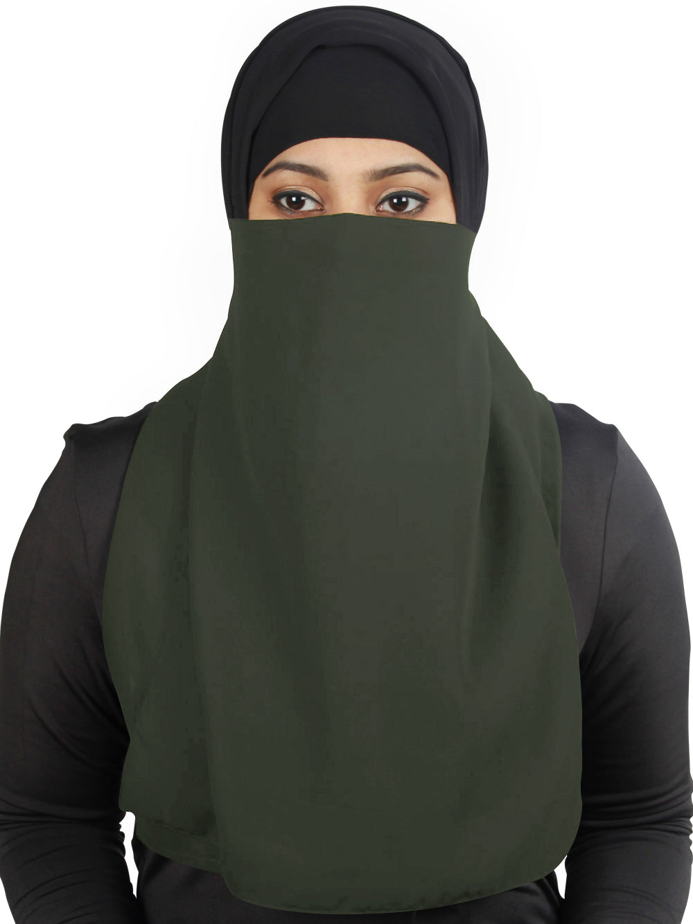 Black Georgette Half Niqab Nosepiece - Breathable & Comfortable Face Cover for Women - Perfect for Daily Wear, Prayer, and Outdoor Activities