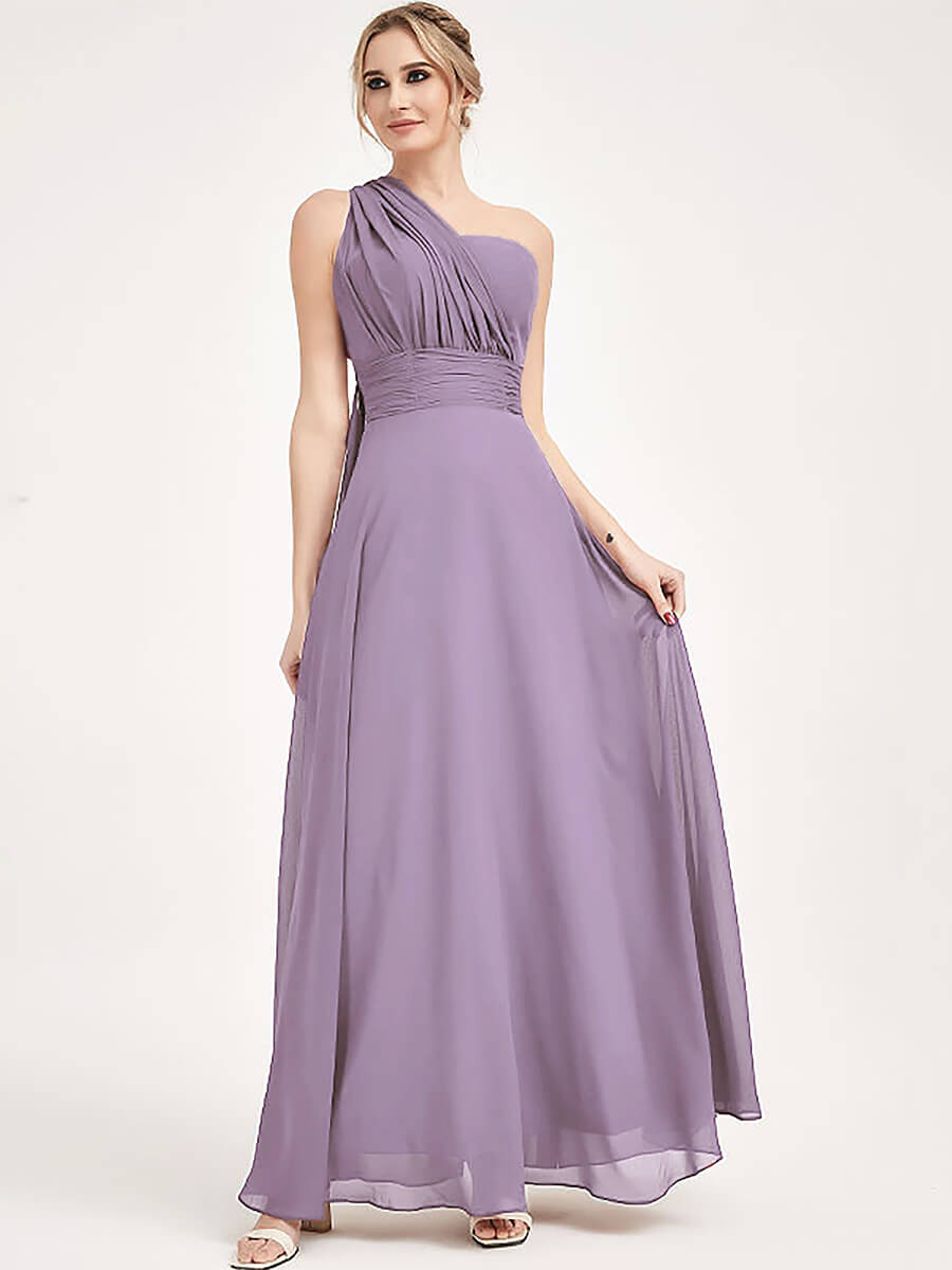 Elegant Convertible Chiffon Bridesmaid Dress - Wrap Style Dusty Purple Maxi Gown for Weddings, Parties & Formal Events | Perfect for Bridesmaids, Evening Wear & Special Occasions