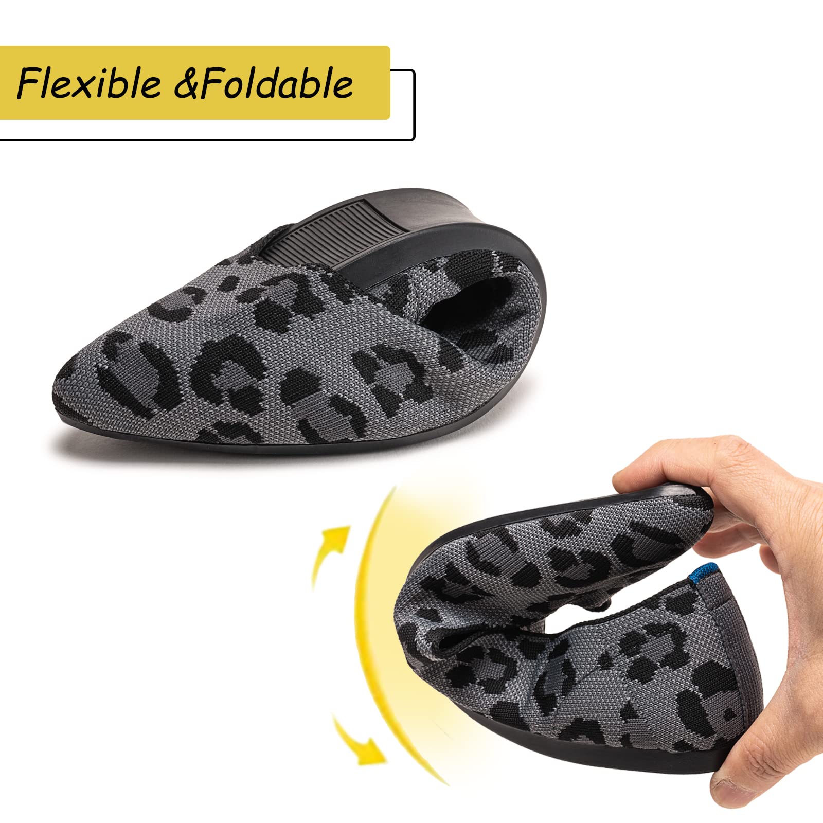 Women's Pointed Toe Ballet Flats - Knit Slip-On Dress Shoes with Low Wedge | Comfortable & Soft Classic Flats for Women | Perfect for Office, Wedding & Casual Wear