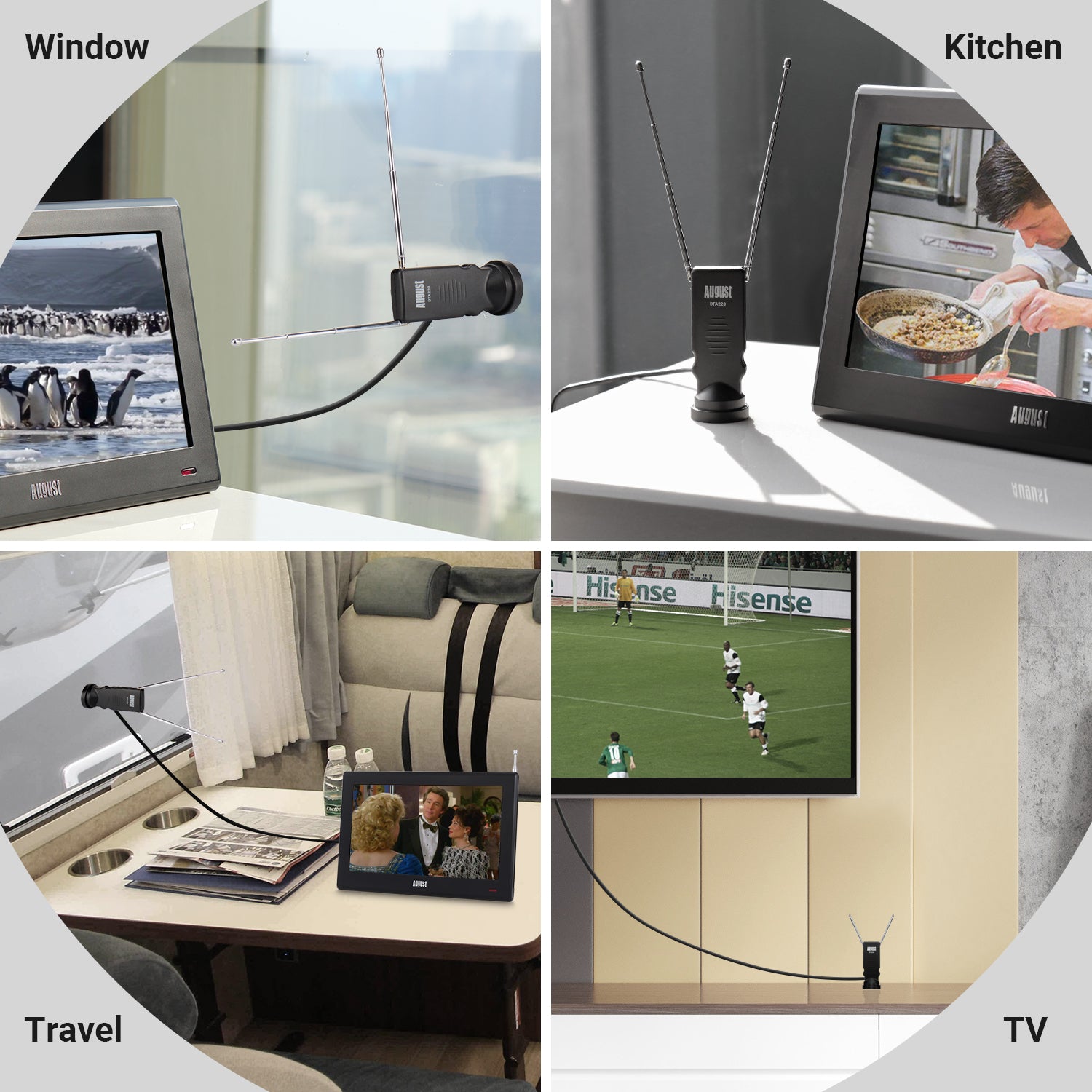 Refurbished Portable Freeview HD TV Aerial - Indoor/Outdoor DVB-T2 Antenna DTA220 for Home, RV & Camping - Enhanced Digital TV Signal Reception