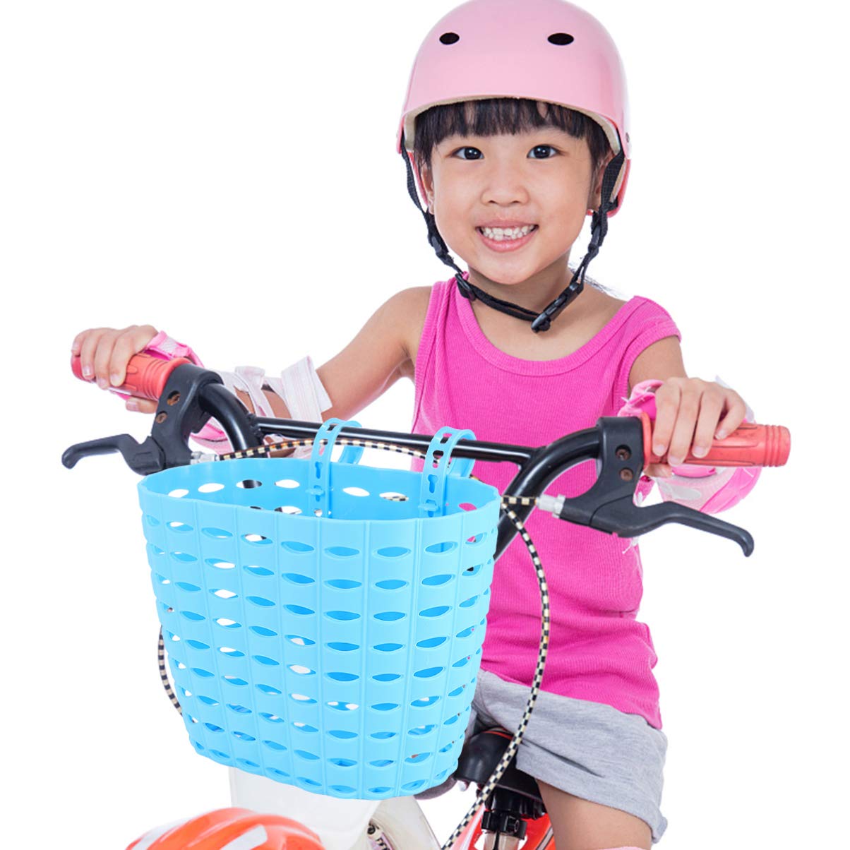Garneck Kids Bike Basket - Front Handlebar Basket for Children's Bicycles, Small & Lightweight, DIY Gift Set (Orange) - Perfect for School Commutes, Picnics & Outdoor Adventures