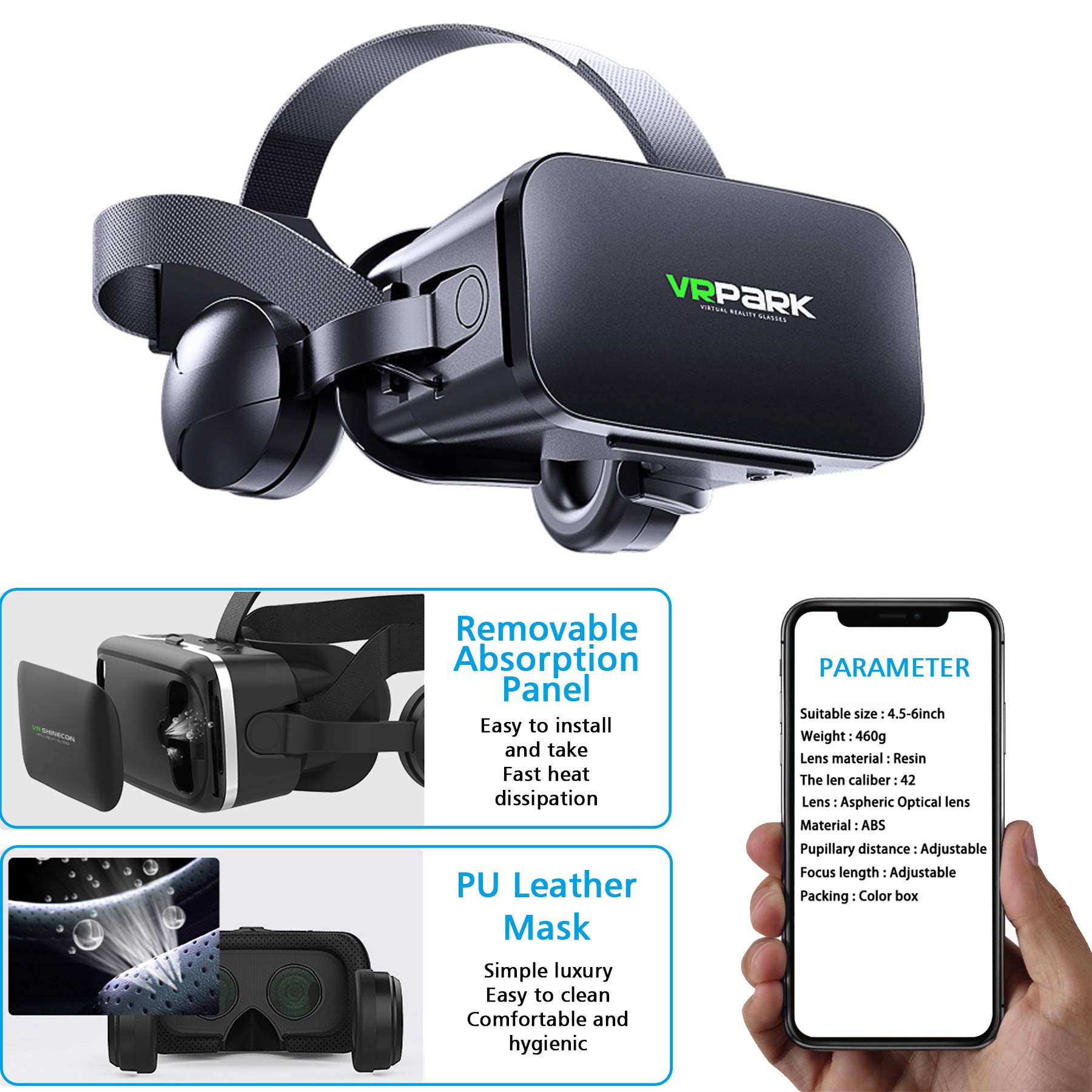 Best VR Headset for iPhone & Android - 120°FOV Virtual Reality Goggles with Stereo Sound | Comfortable Design for Mobile Gaming & 360° Movies | Compatible with 4.5-6 inch Smartphones | Perfect for Home Entertainment & Immersive Gaming Experience