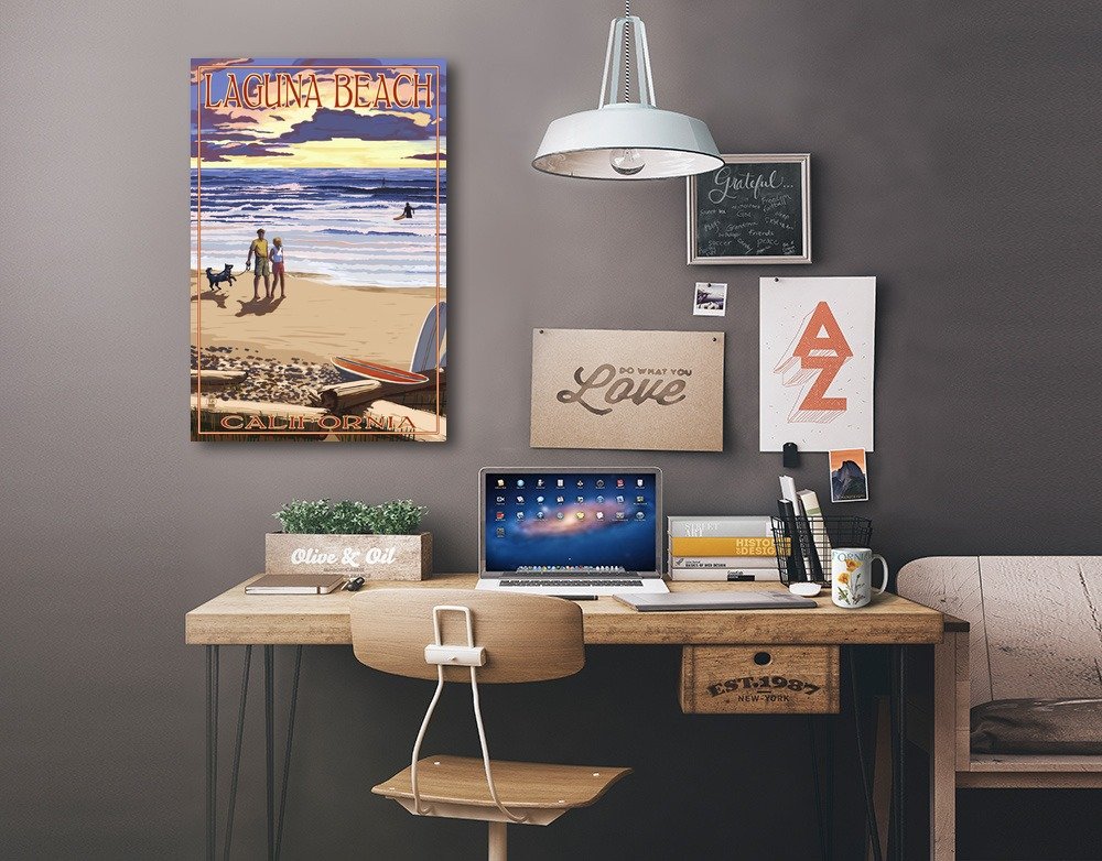 Laguna Beach California Sunset Wall Art - 16x24 Wrapped Canvas Painting, Coastal Decor for Living Room, Bedroom & Office