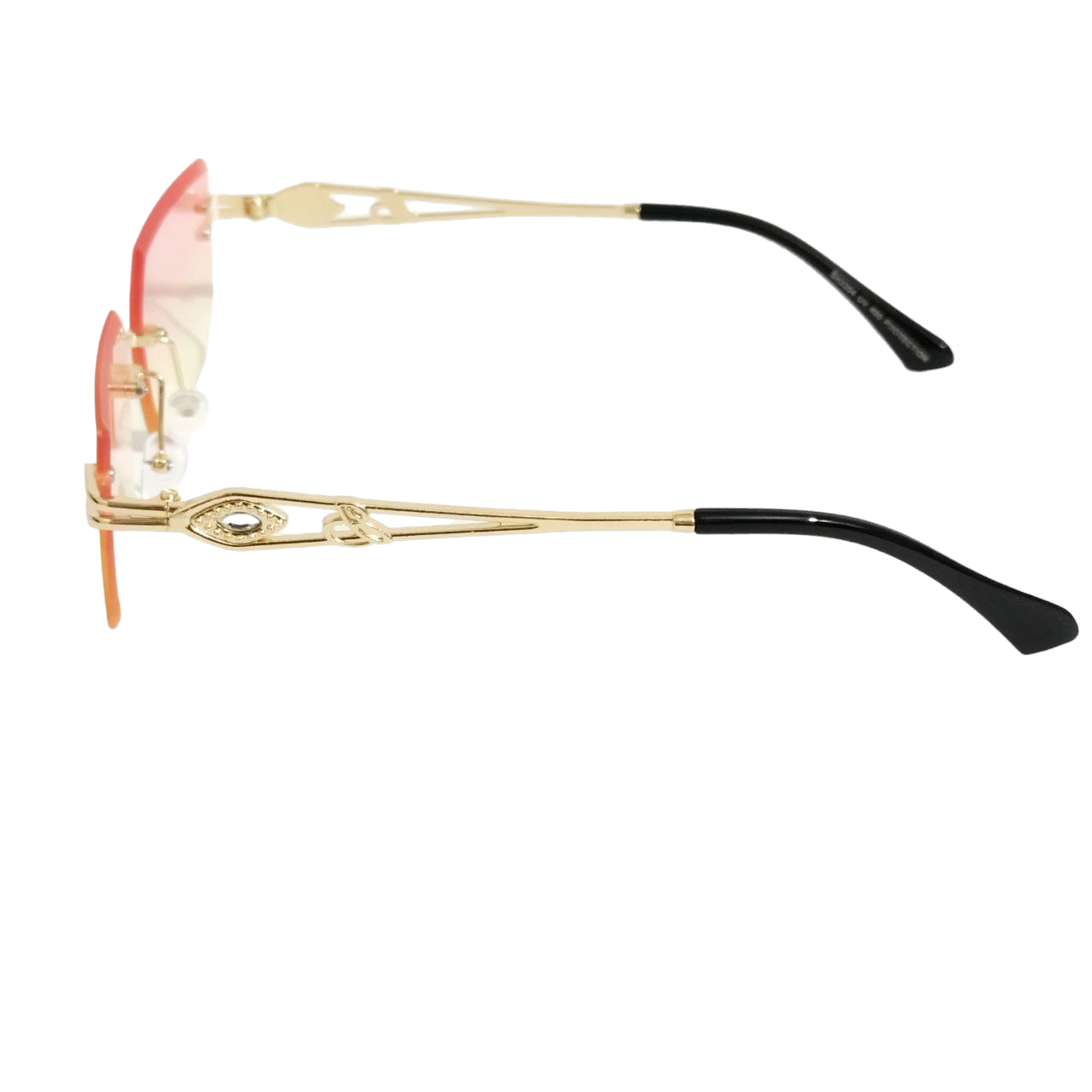 Stylish Pink & Yellow Rimless Sunglasses for Women - Trendy UV Protection Shades for Beach, Driving & Outdoor Fashion