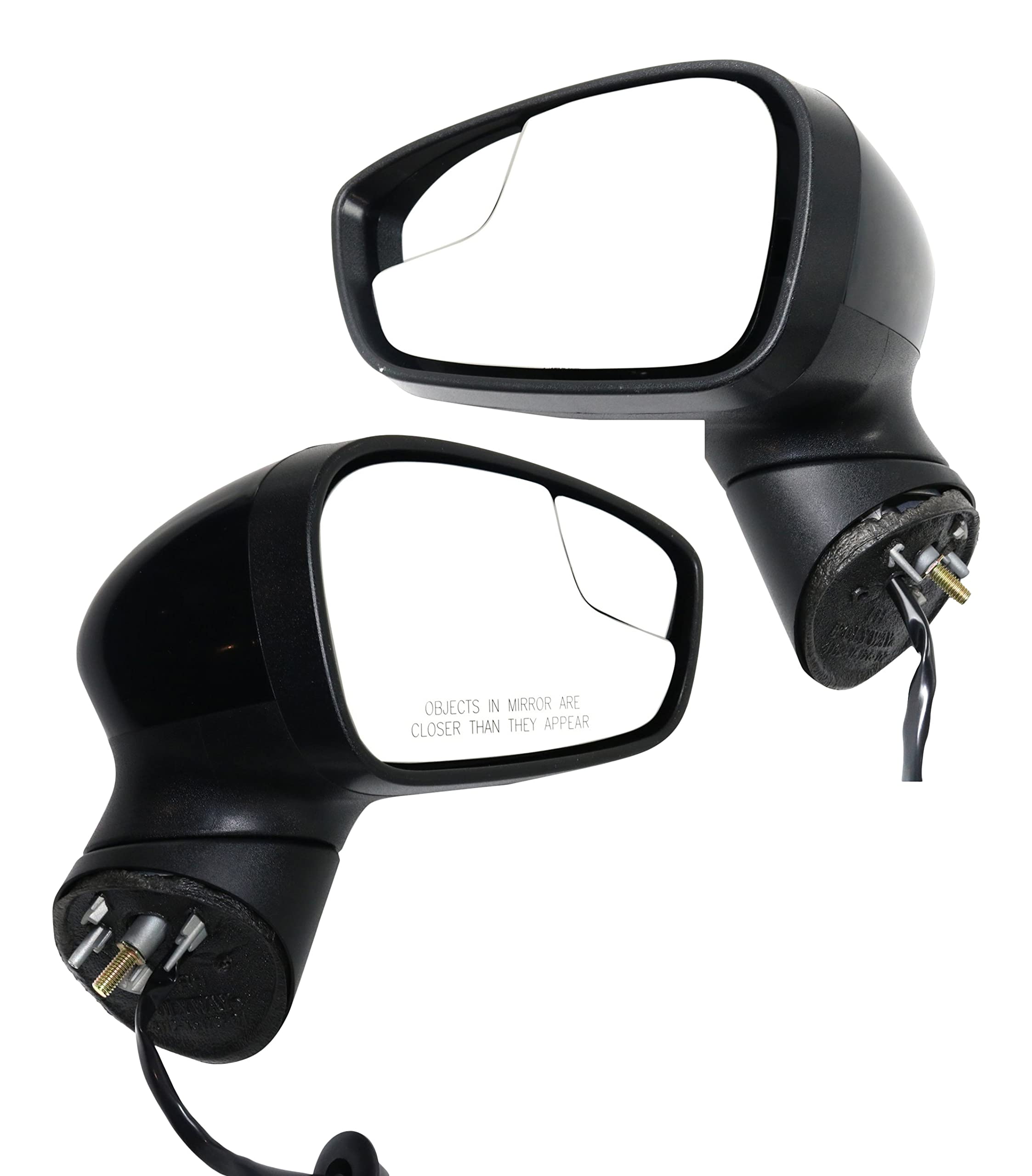 2014-2019 Ford Fiesta Power Side Mirrors - Driver & Passenger Side with Turn Signal & Spotter Glass (Paintable) | Replacement for Non-Cold Weather Package Models | Perfect for Parking Assistance & Blind Spot Visibility