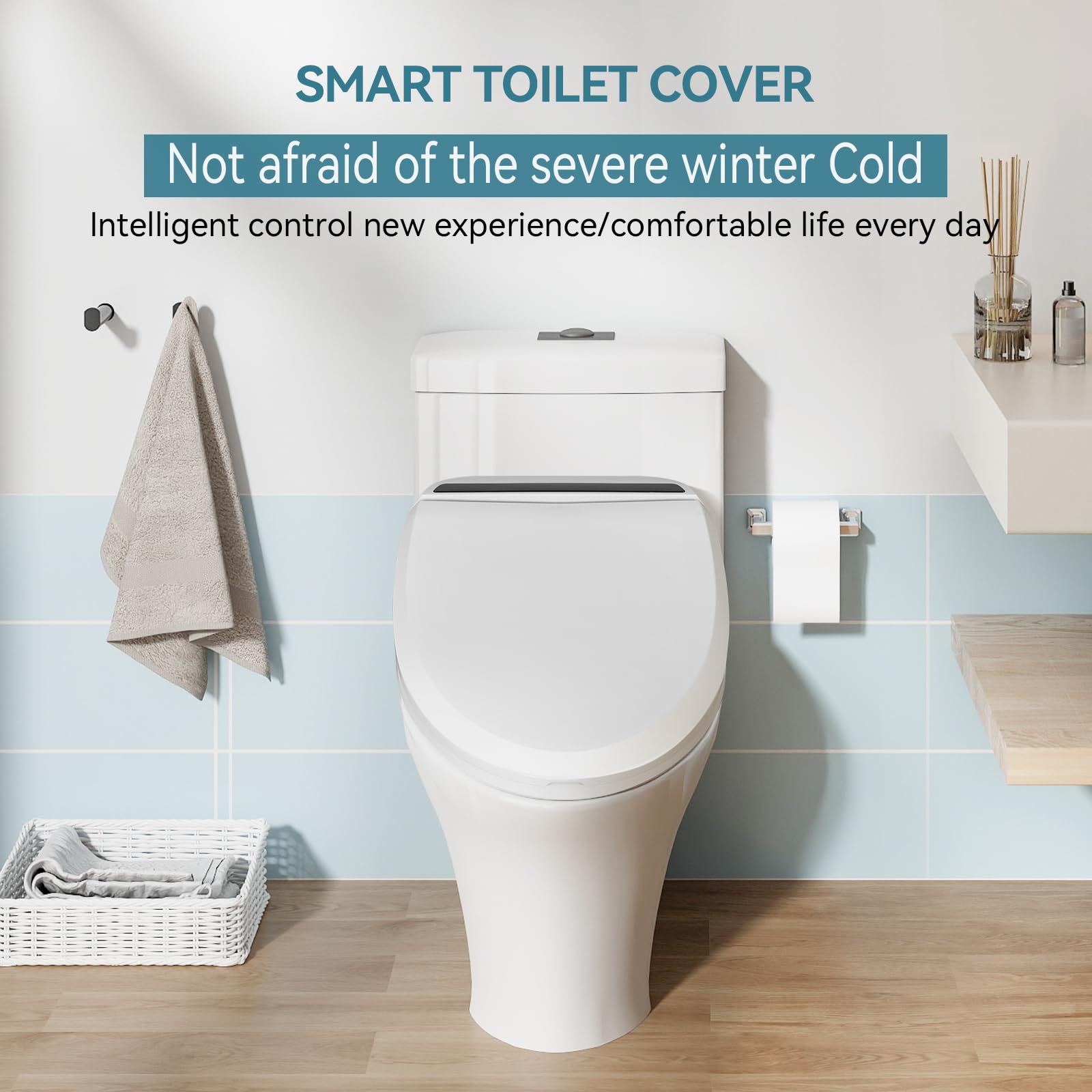 YOURLITE Smart Bidet Toilet Seat with Warm Water & Heated Seat - Elongated Electric Bidet with Remote Control, Self-Cleaning Nozzle, Adjustable Temperature & LED Light - Perfect for Modern Bathrooms (White)