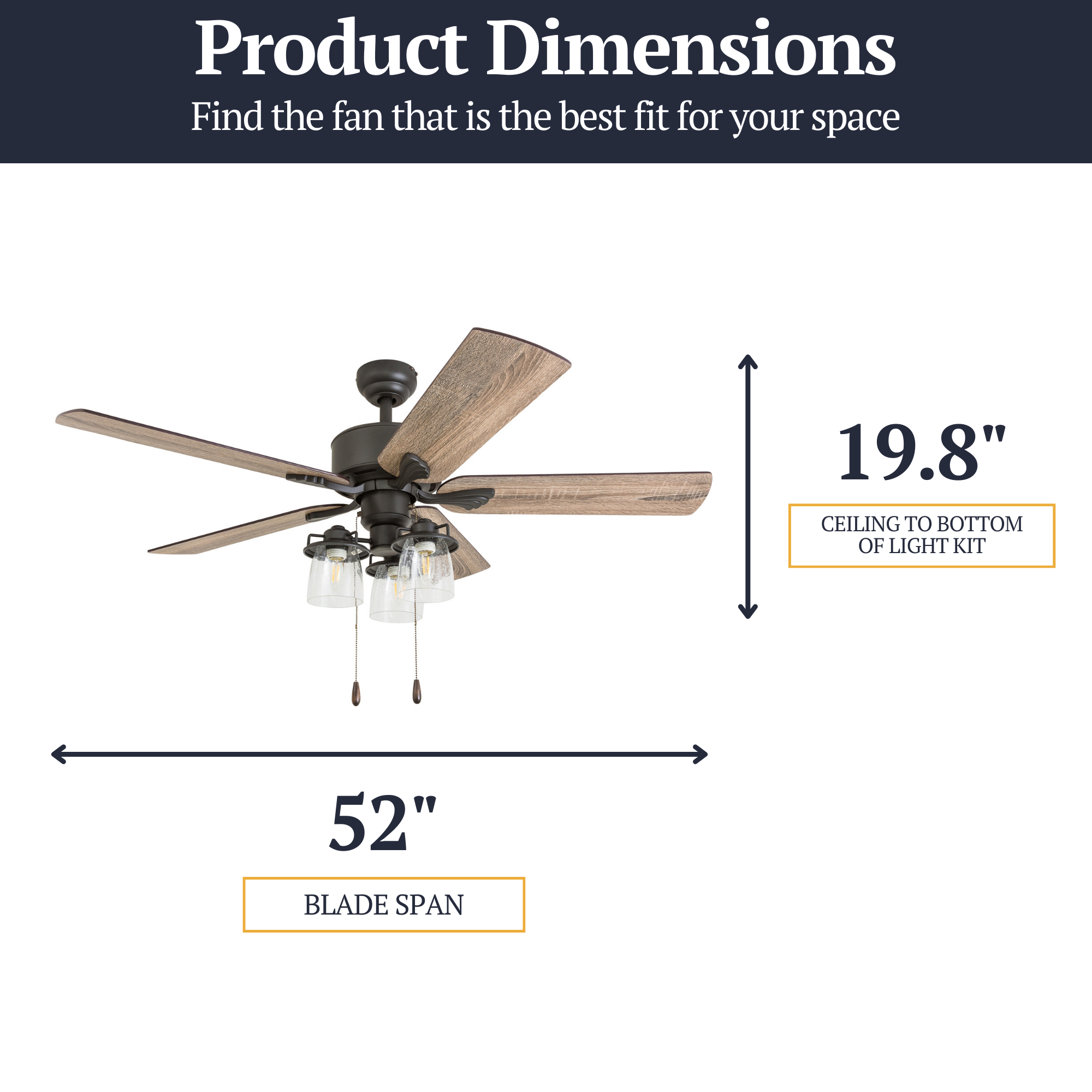 52 Inch Bronze River Run Ceiling Fan with Remote Control - Perfect for Living Rooms, Bedrooms, and Outdoor Spaces