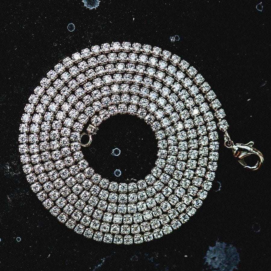 22 Micro Tennis Necklace in 14K White Gold - 3mm Diamond-Cut Chain for Women | Perfect for Weddings, Anniversaries & Special Occasions