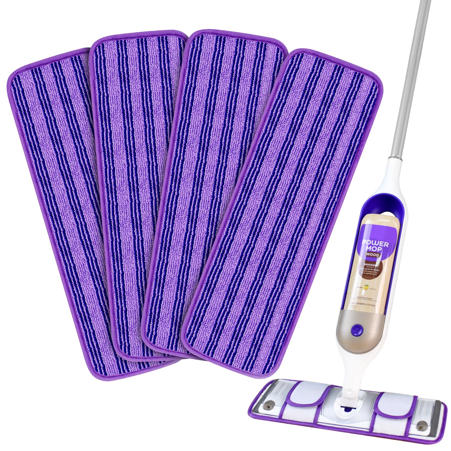 2 Pack Upgraded Reusable Mop Pads for Swiffer PowerMop - Washable Microfiber Refill Pads Replacement for Hardwood, Tile & Laminate Floors - Eco-Friendly Multi-Surface Cleaning Pads for Kitchen, Bathroom & Pet Areas