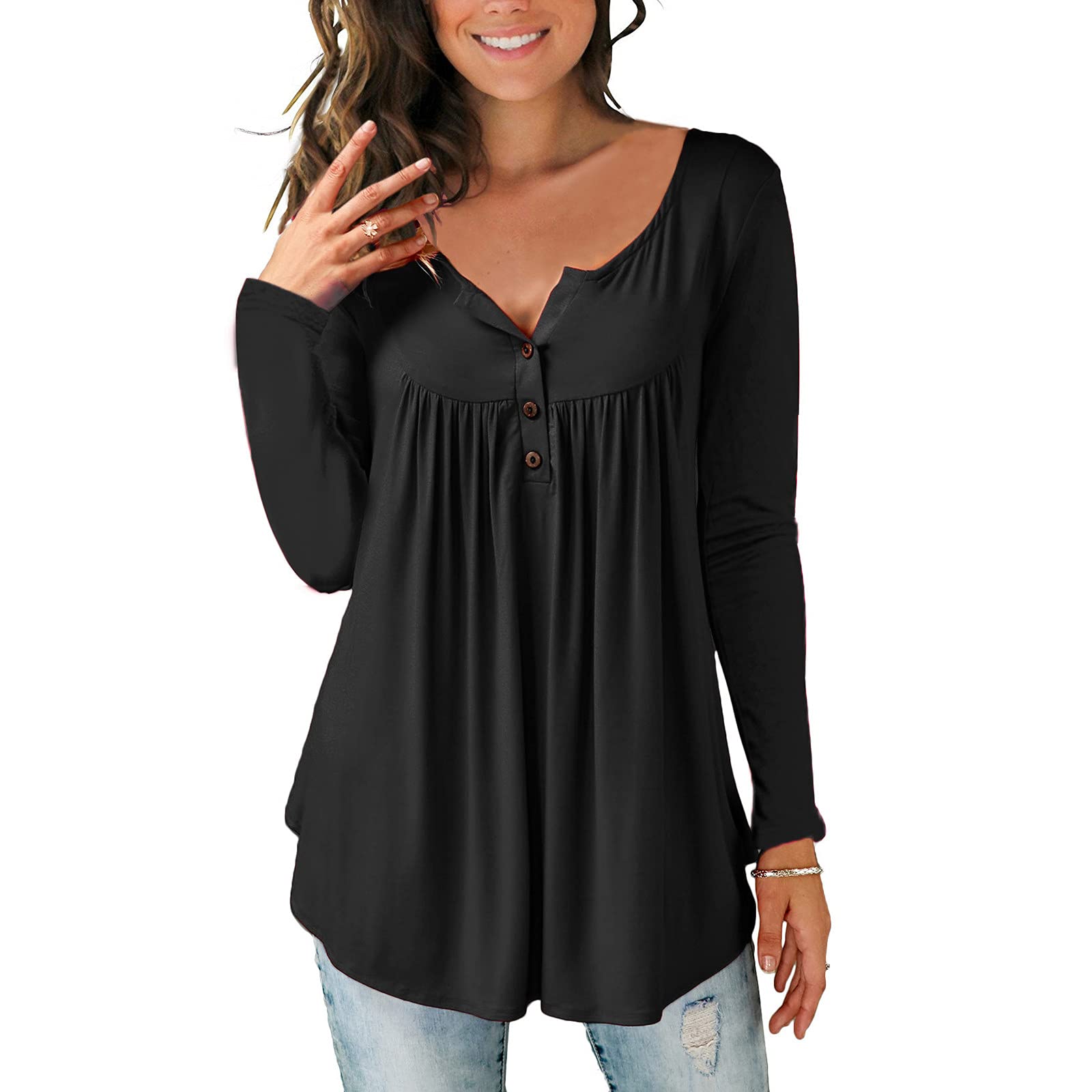 Women's Long Sleeve Button Front Hawaiian Shirt - Flowy Tunic Blouse for Fall & Summer | Sexy Going Out Tops in Plus Sizes | Perfect for Beach Vacations, Date Nights & Tropical Parties