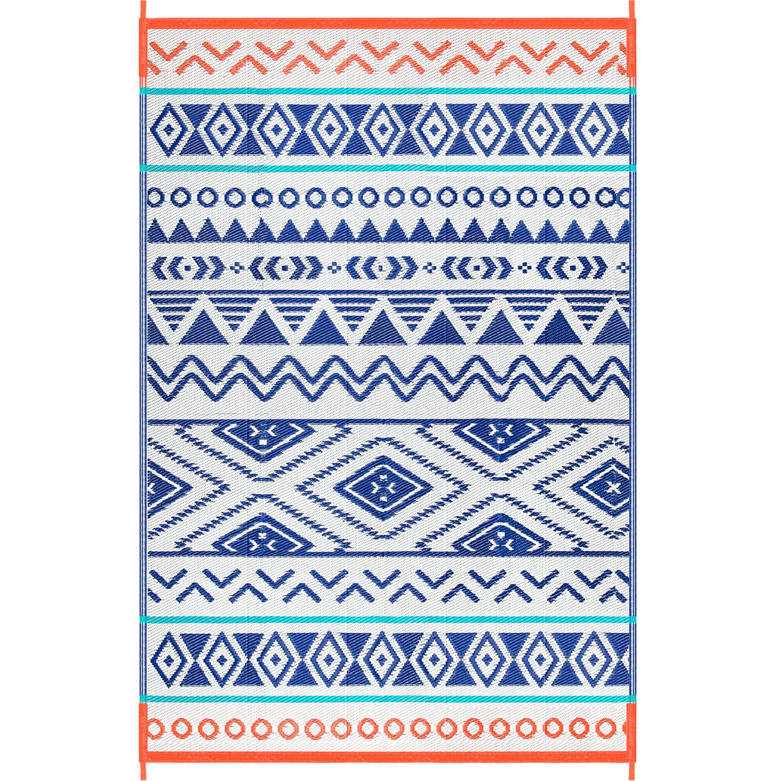 6'x9' Waterproof Outdoor Patio Rug - Durable Plastic Straw Camping Carpet for RV, Porch, Deck & Balcony | All-Weather, UV Resistant | Perfect for Camping, Backyard, Picnic & Outdoor Gatherings (Blue/Red)