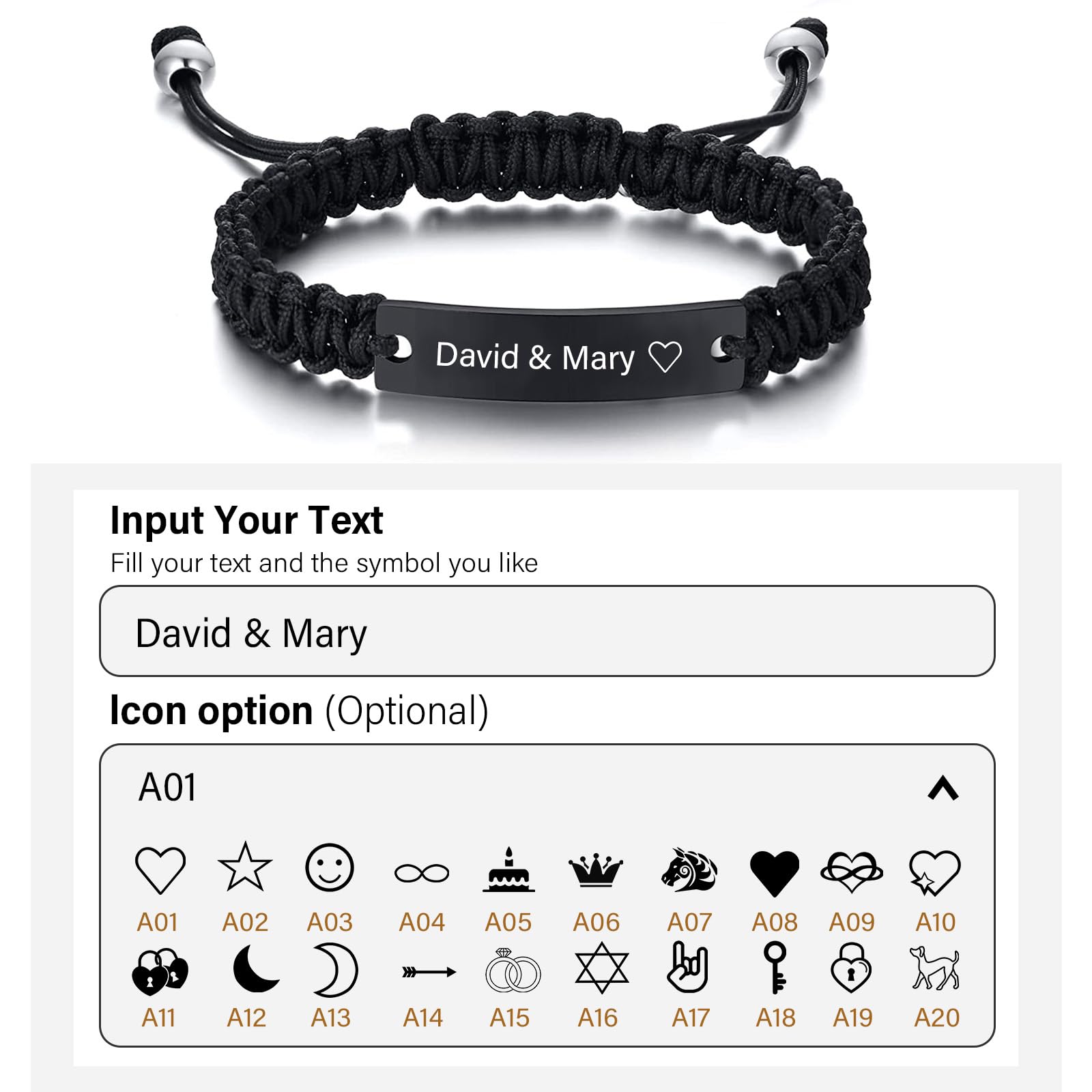 Custom Engraved Couple Bracelets - Personalized Matching Braided Adjustable Love Bracelets for Men & Women | Anniversary, Valentine's Day & Christmas Gifts for Couples | Handmade Romantic Jewelry for Dating & Special Occasions