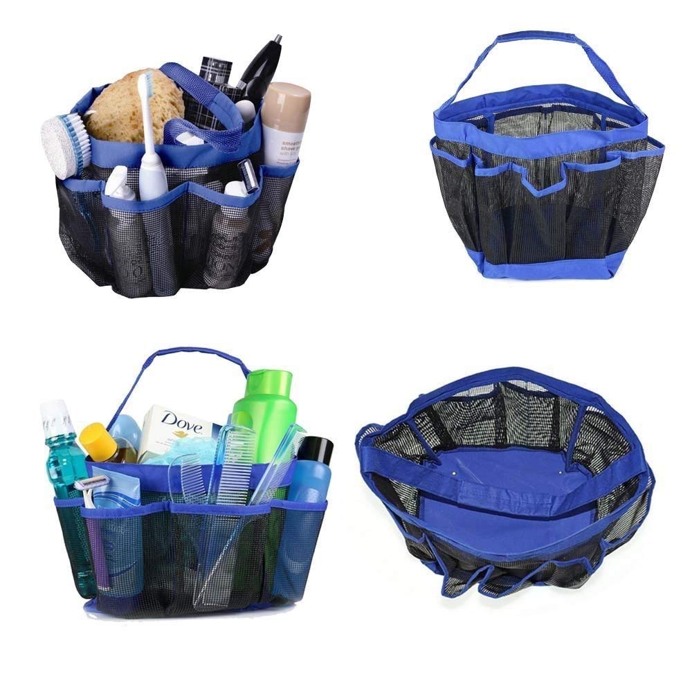 Quick Drying Mesh Shower Caddy Organizer - 8 Pocket Hanging Toiletry Bag for Travel, Gym & Dorm - Waterproof Cosmetic & Makeup Storage Pouch with Handles - Perfect for Bathroom, Shampoo & Washing Essentials Organization