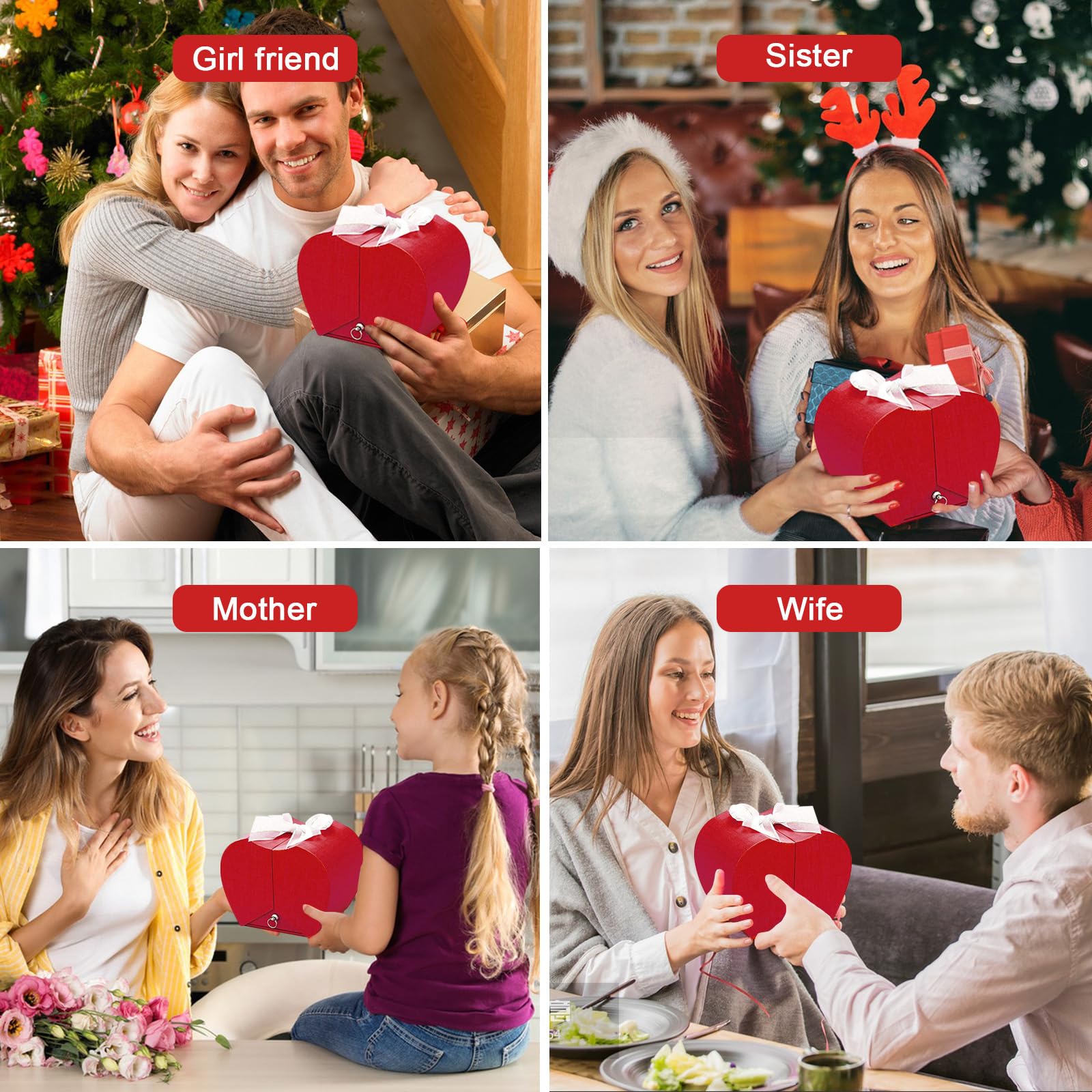 QETRABONE Preserved Red Real Rose Necklace 'I Love You' in 100 Languages - Eternal Flower Jewelry, Romantic Birthday Gift for Women, Wife, Girlfriend, Mom, Grandma - Perfect for Valentine's Day, Christmas, Anniversary & Special Occasions (Red)