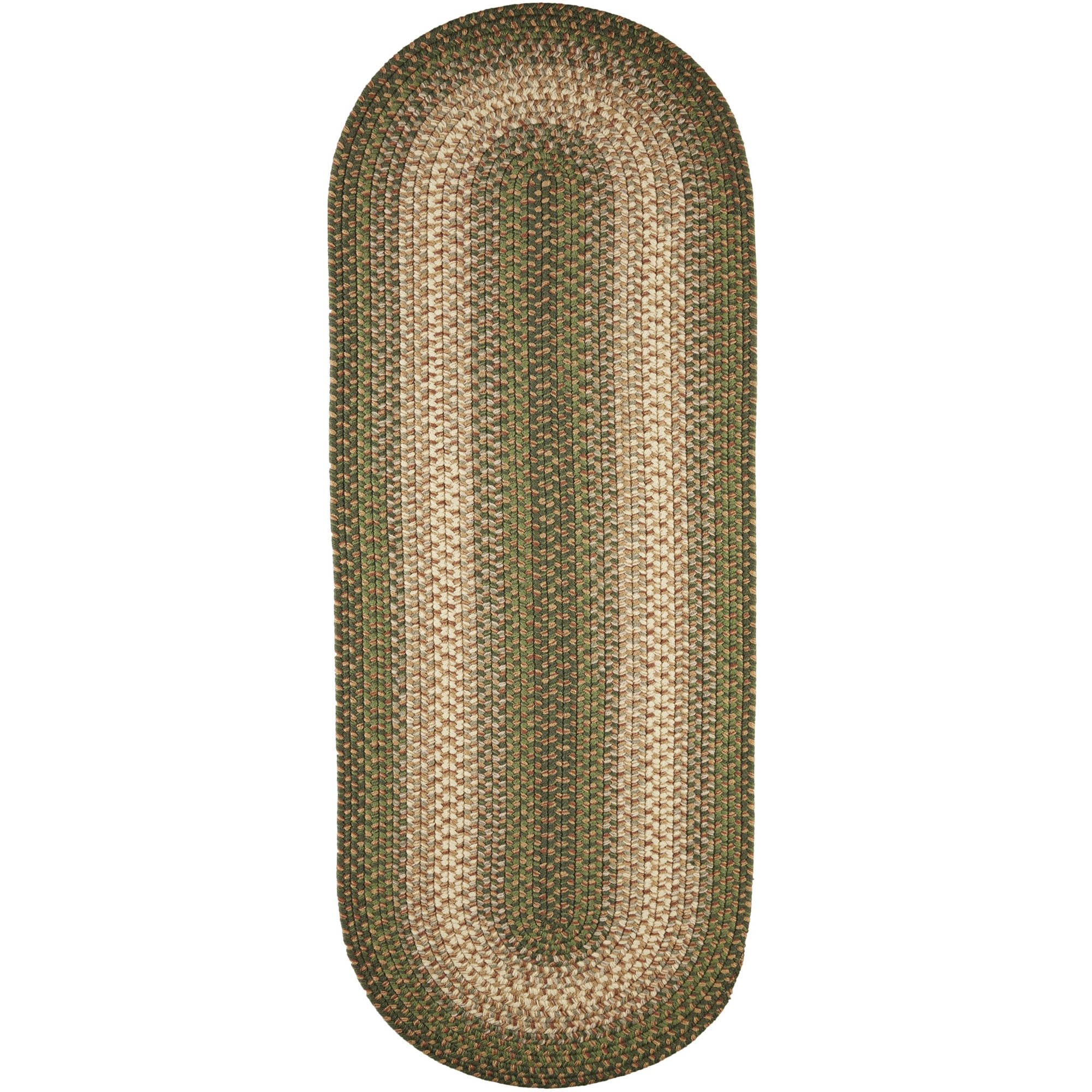 Super Soft 2' x 8' Oval Braided Area Rug - Herb Garden Design Primitive Decor for Indoor/Outdoor Use - Woven Runner Carpet Perfect for Hallways, Kitchens & Patios