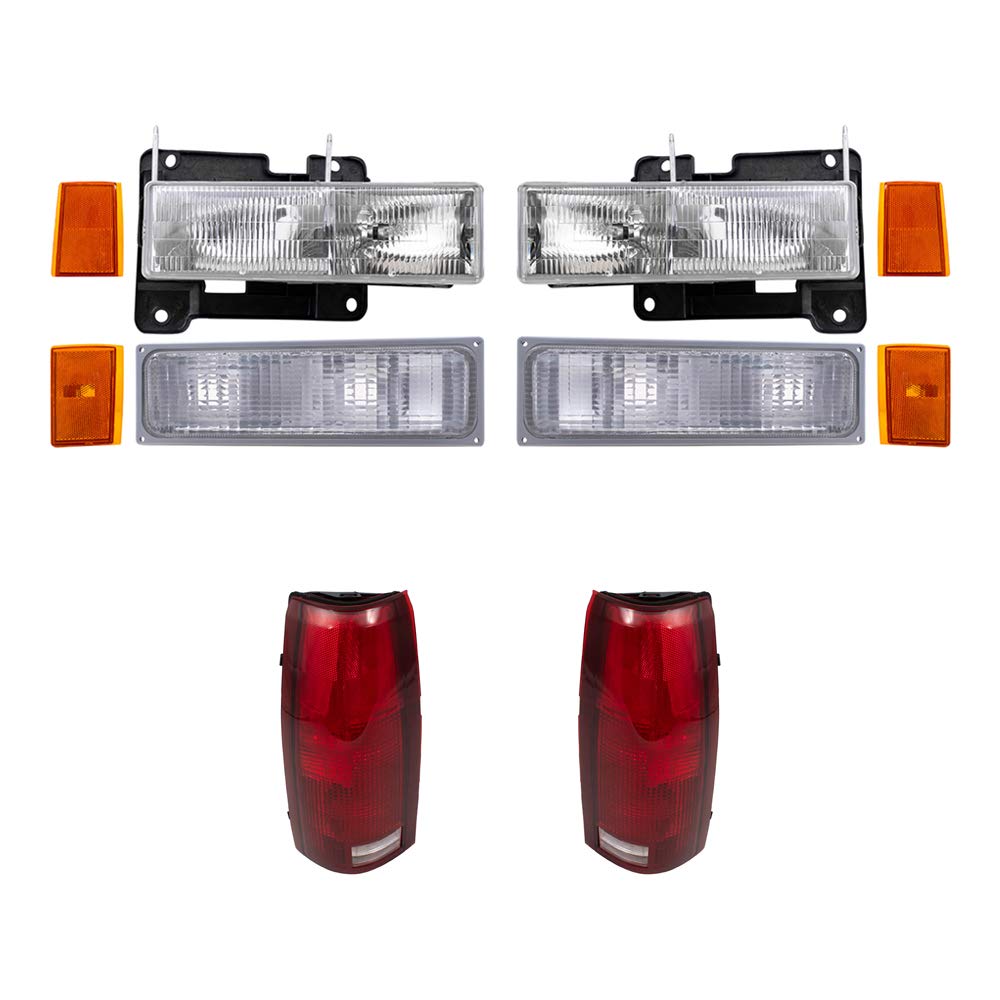 Brock 10-Piece LED Headlight & Marker Light Kit - Compatible with 1990-1993 Chevy C/K Trucks & 1992-1993 Suburban/Blazer - Replacement Headlights, Turn Signals, Side Markers & Tail Lights - Upgrade for Night Driving & Off-Road Safety