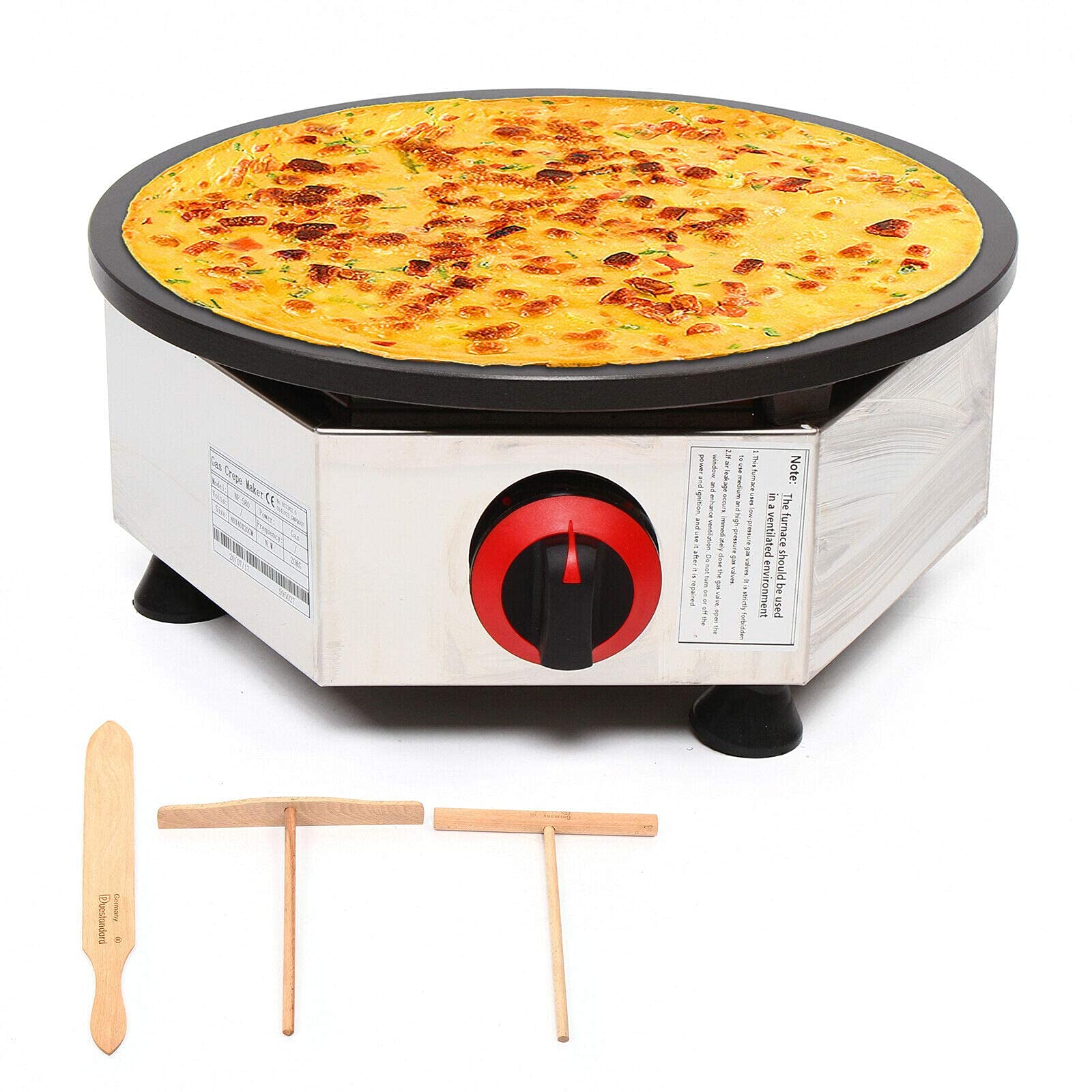 Commercial LPG Crepe Maker Pancake Machine - Non-Stick Single Hotplate Griddle with Adjustable Temperature for Restaurants, Cafes & Home Breakfast (LPG, A02) - Perfect for Crepes, Pancakes, Tortillas & More