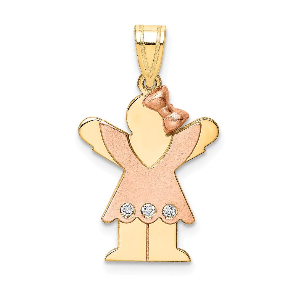 14K Two-Tone Diamond Baby Pendant Necklace for Boys & Girls - .03 CTTW, 25mm x 14mm - Perfect Christening Gift, Birthday Present & First Jewelry Keepsake