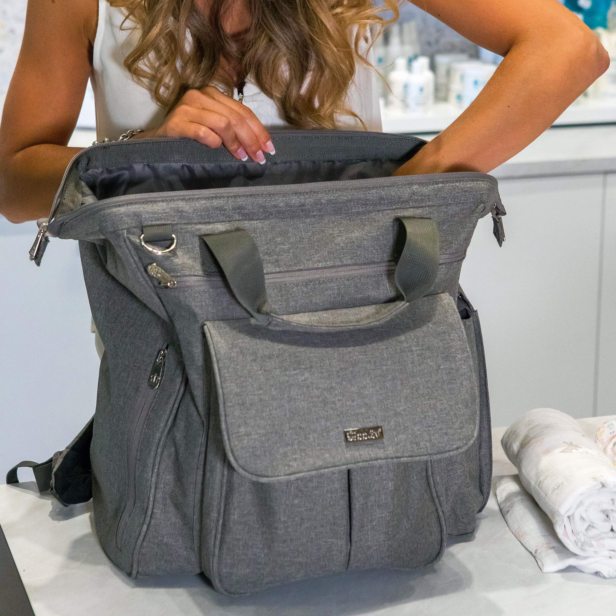 bblüv - Metrö Convertible Diaper Backpack | Stylish & Functional Baby Bag for Travel, Daycare & On-the-Go Parents | Waterproof & Spacious Diaper Tote with Changing Station