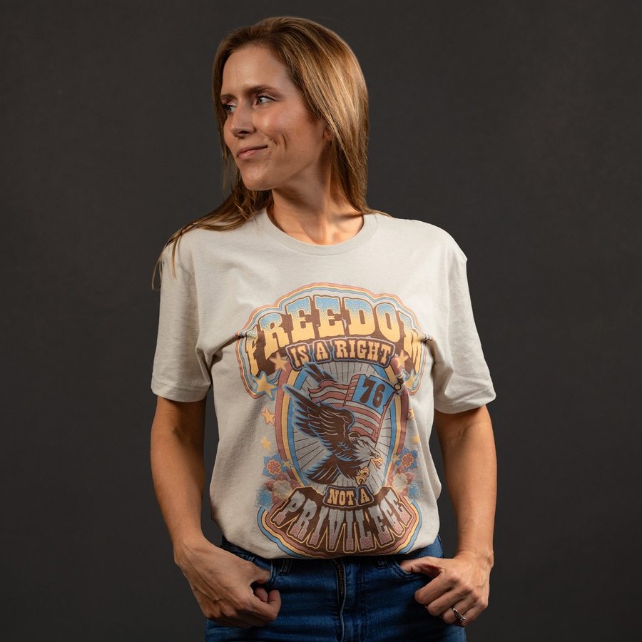 Women's Freedom Is A Right Boyfriend Fit T-Shirt - Comfortable Oversized Cotton Tee for Casual Wear & Feminist Statement