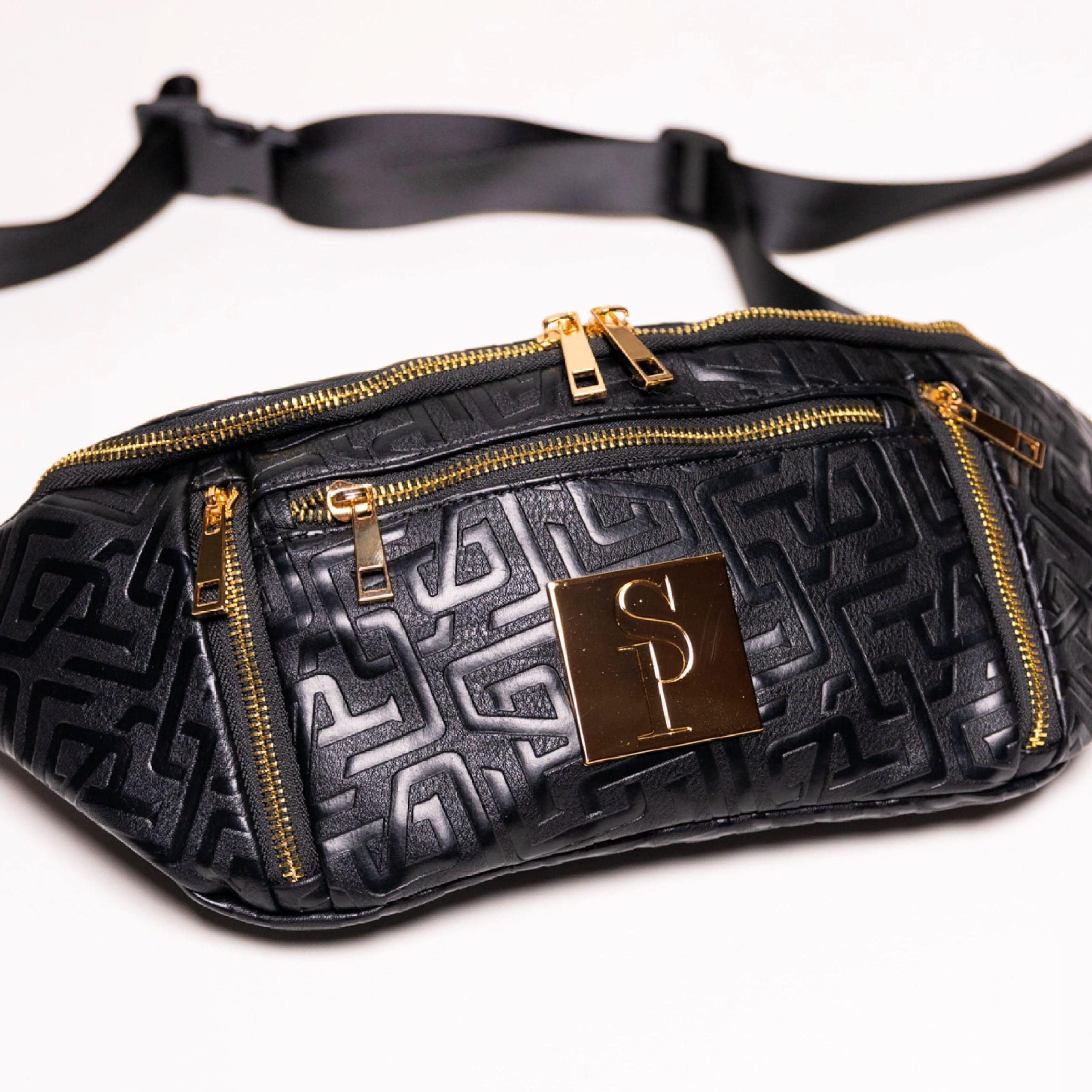 Elegant Black Monogram Leather Crossbody Bag for Women - Stylish & Durable Handbag for Daily Use, Travel, and Shopping