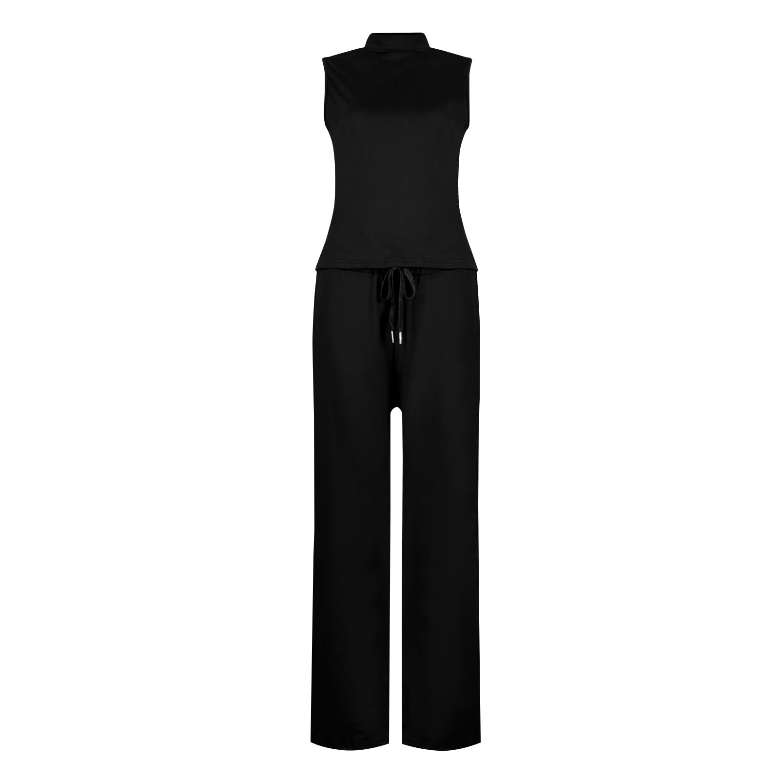 Women's 2 Piece Outfits 2024 Summer Sleeveless Tops & Wide Leg Pants Casual Lounge Sweatsuit Set - Perfect for Yoga, Travel & Relaxing at Home
