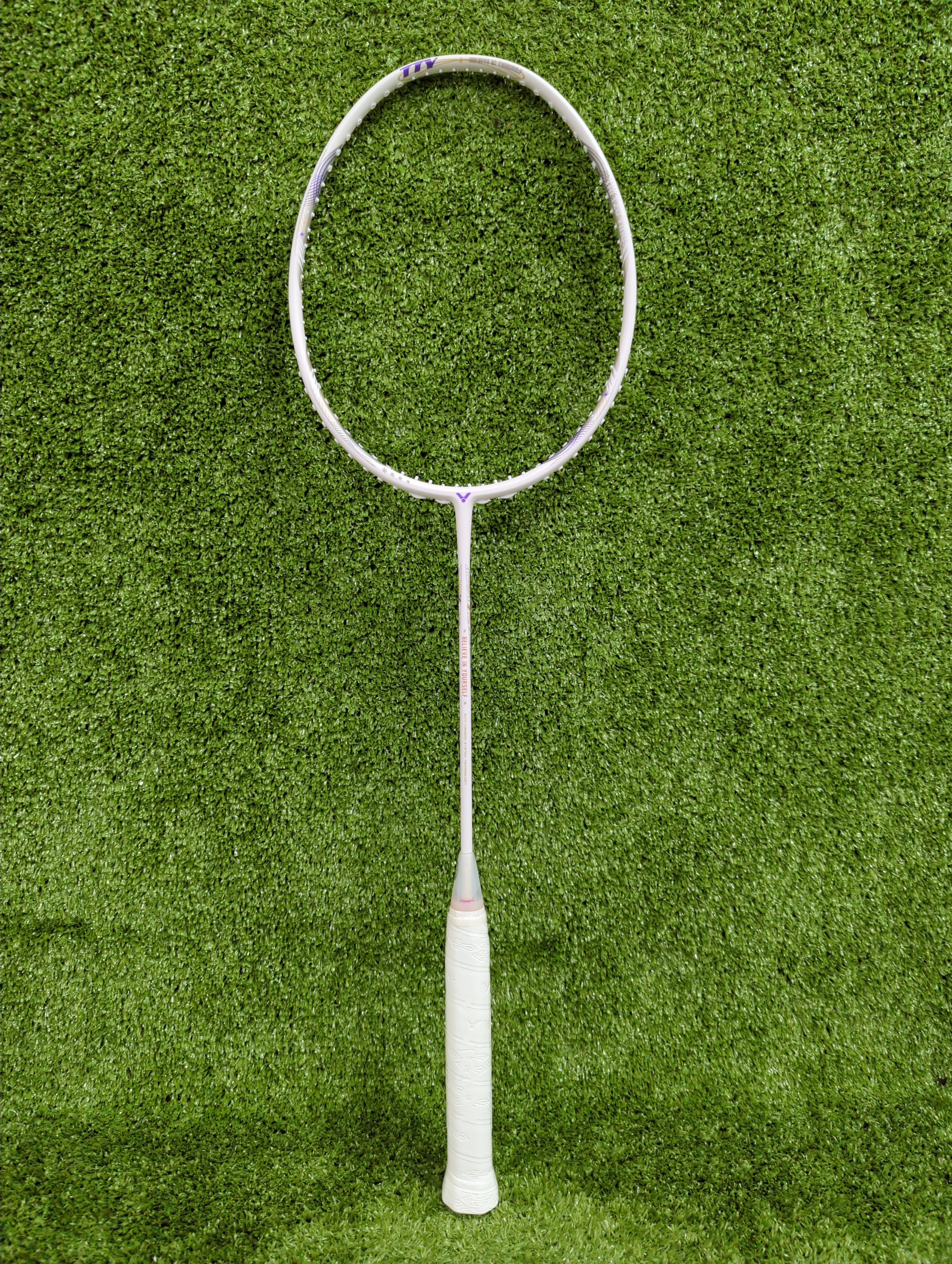 Victor Thruster TK-TTY Bright White Badminton Racket - Unstrung - Professional Grade for Competitive Play - Perfect for Tournaments & Training Sessions