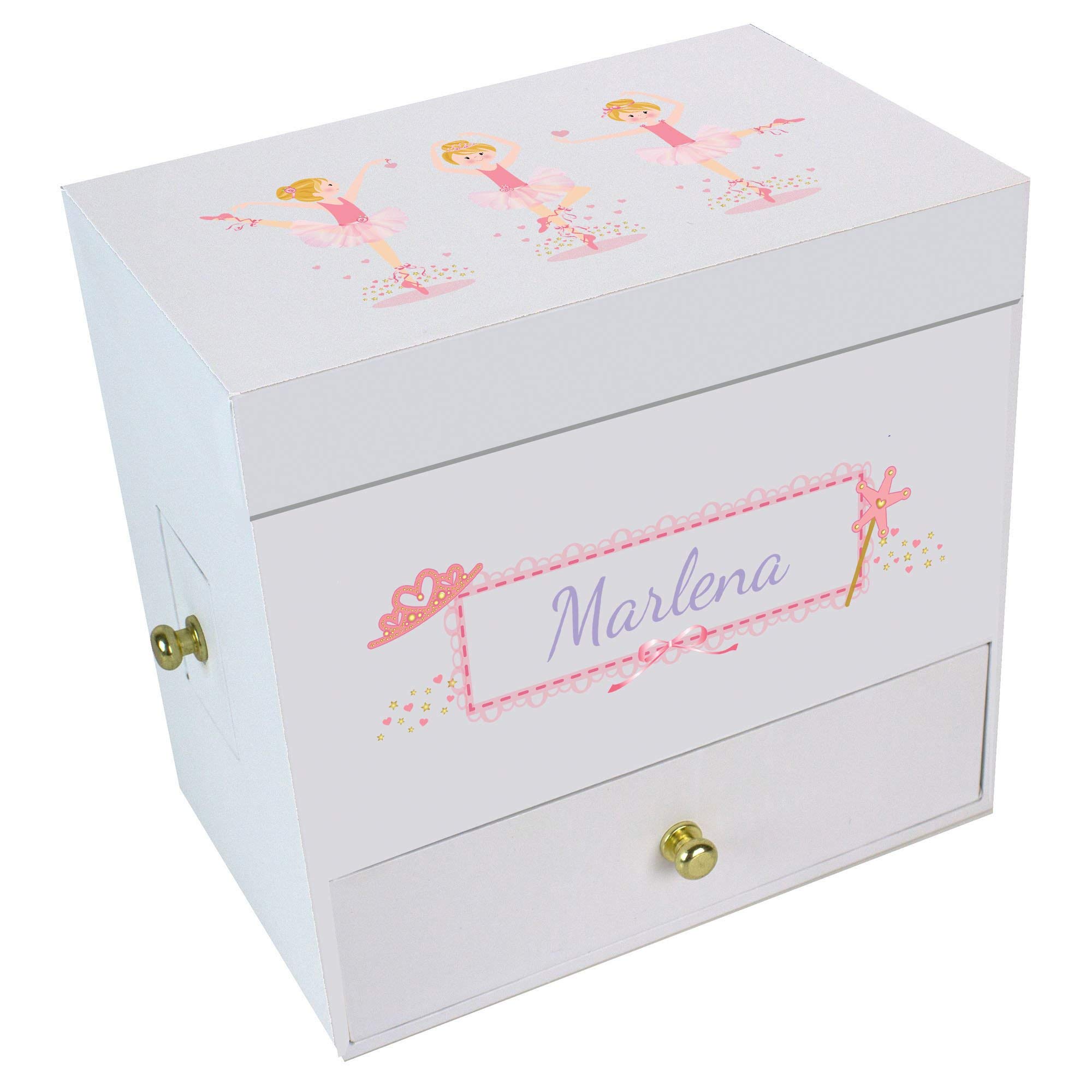 Personalized Blonde Ballerina Jewelry Box with Music - Elegant Dance Recital Gift for Girls, Perfect for Birthdays, Ballet Performances & Keepsake Storage
